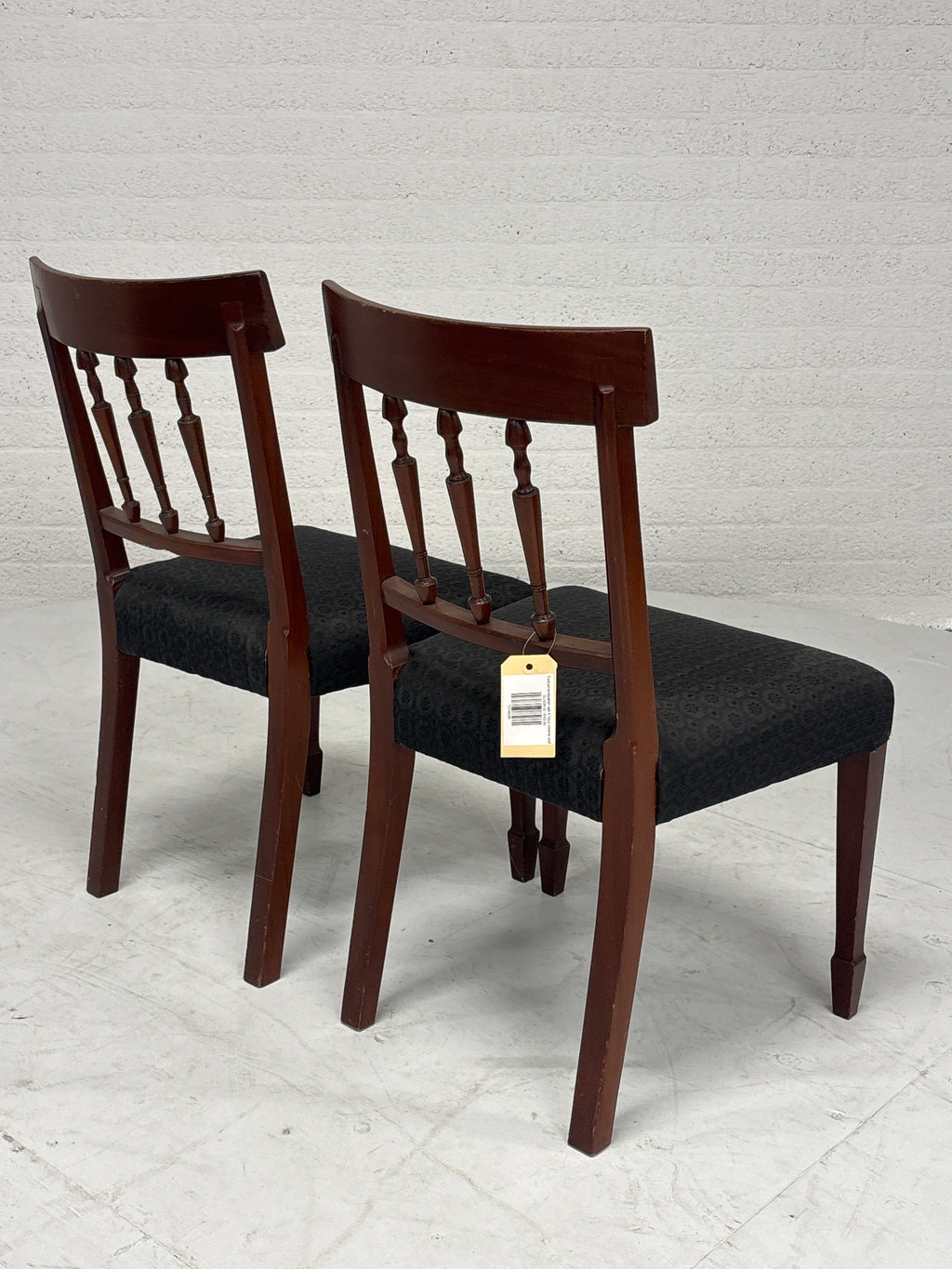Eetkamerstoelen set 2 hout zwarte stof