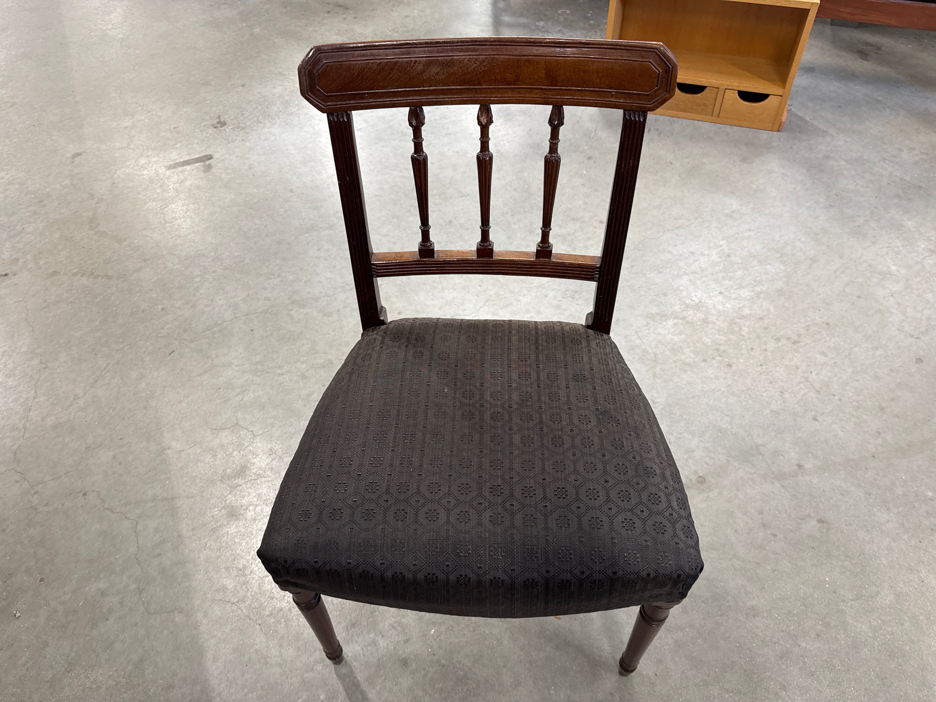 Set 6 eetkamerstoel hout zwart stof