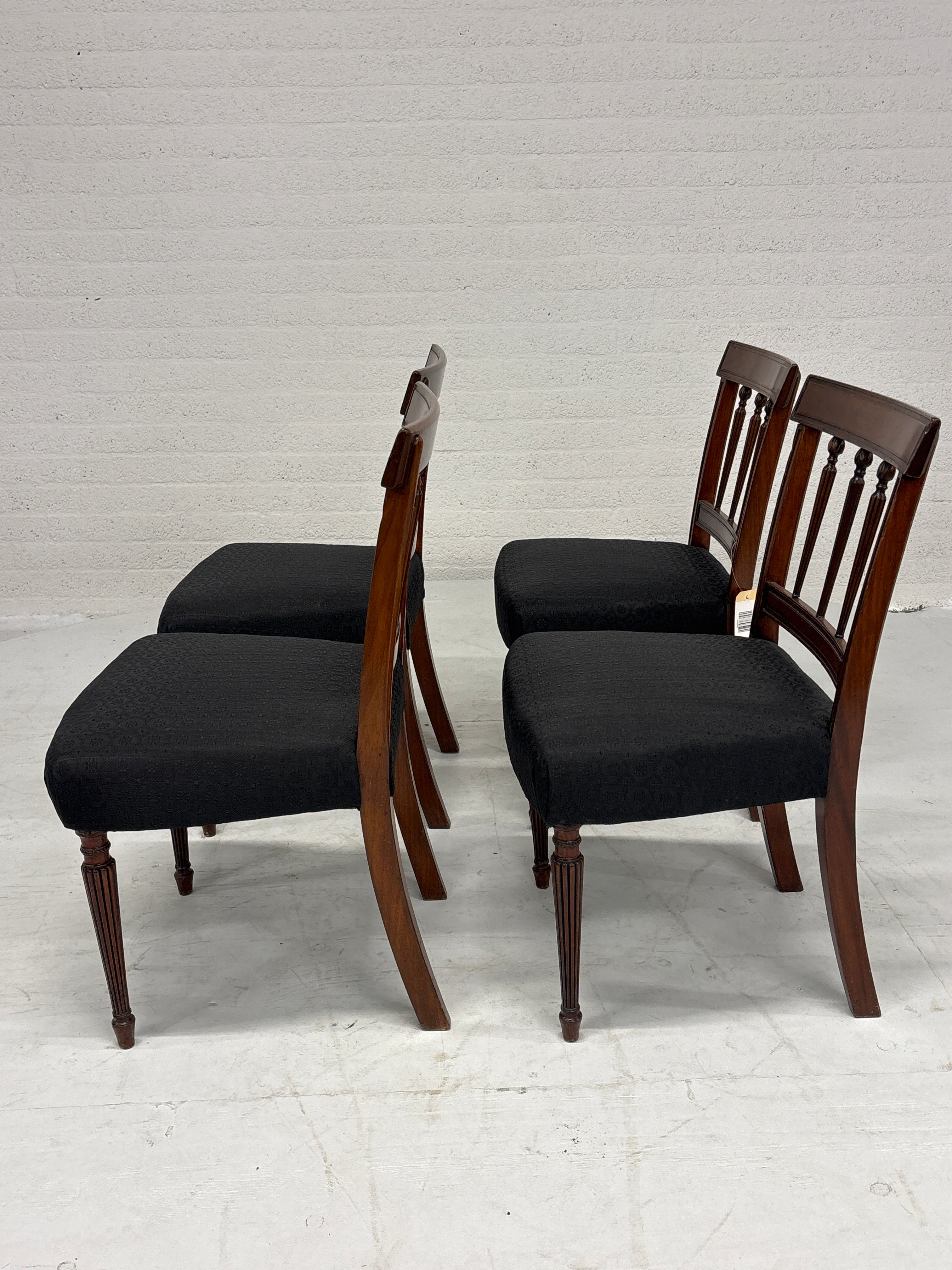 Set 4 eetkamer stoel hout zwarte stof