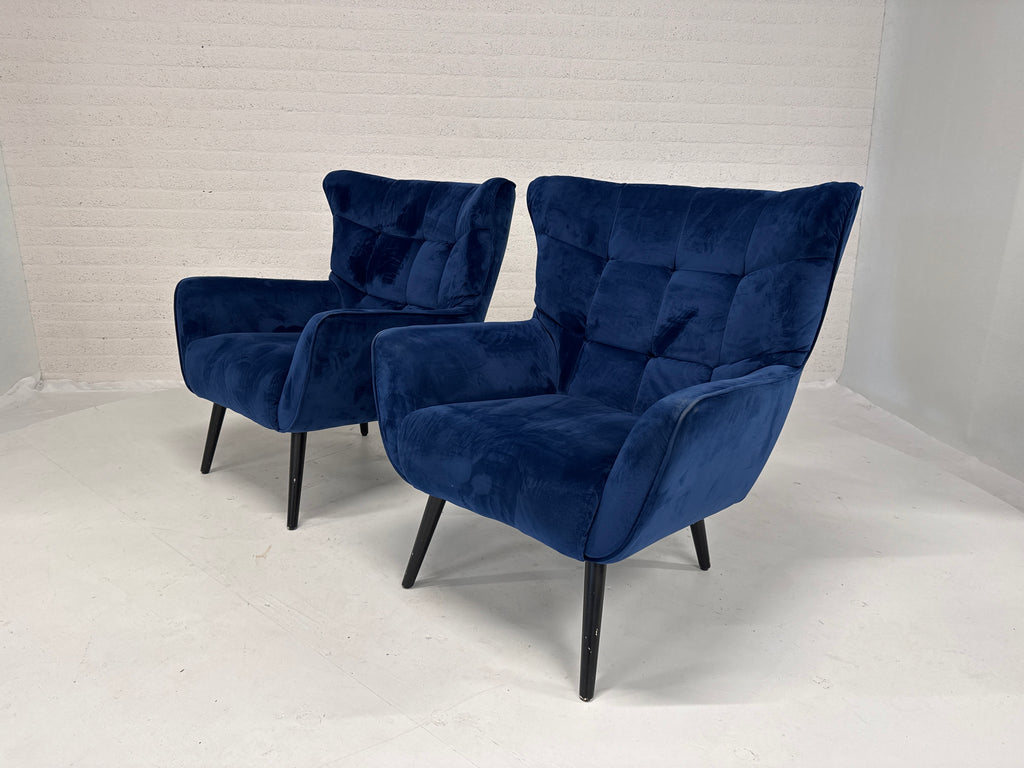 Koningsblauwe fauteuils per stuk