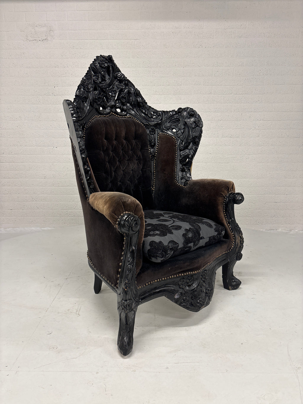 Rococo barok troonstoel zwart