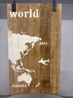 Wereldkaart op 3 houten borden decoratief