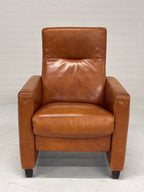Leren fauteuil vaste rugleuning
