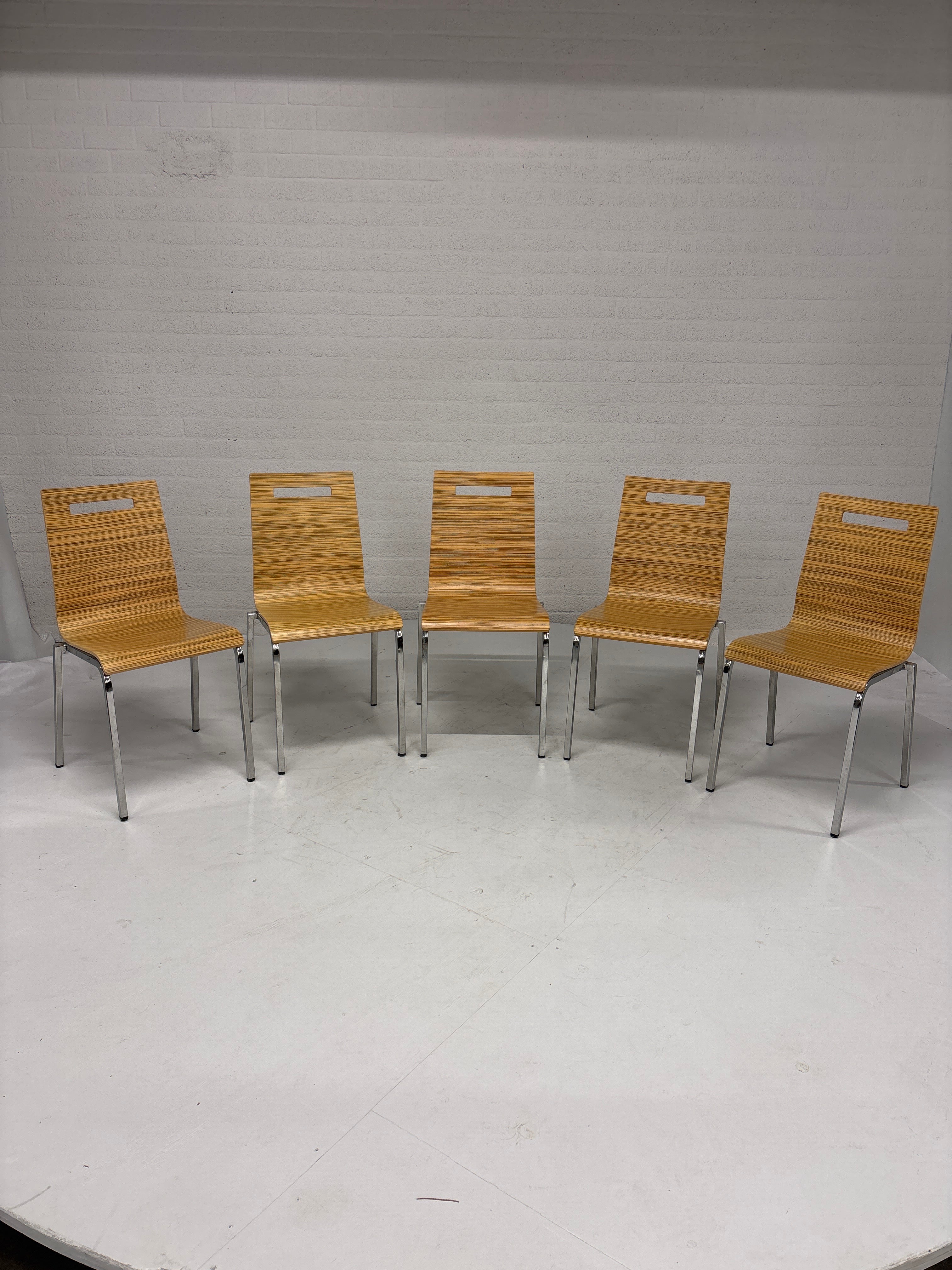 BV Hennie de Jong; Set 5 eetkamerstoelen stapelbaar