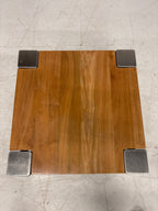 Bijzettafel rvs met dik houten blad
