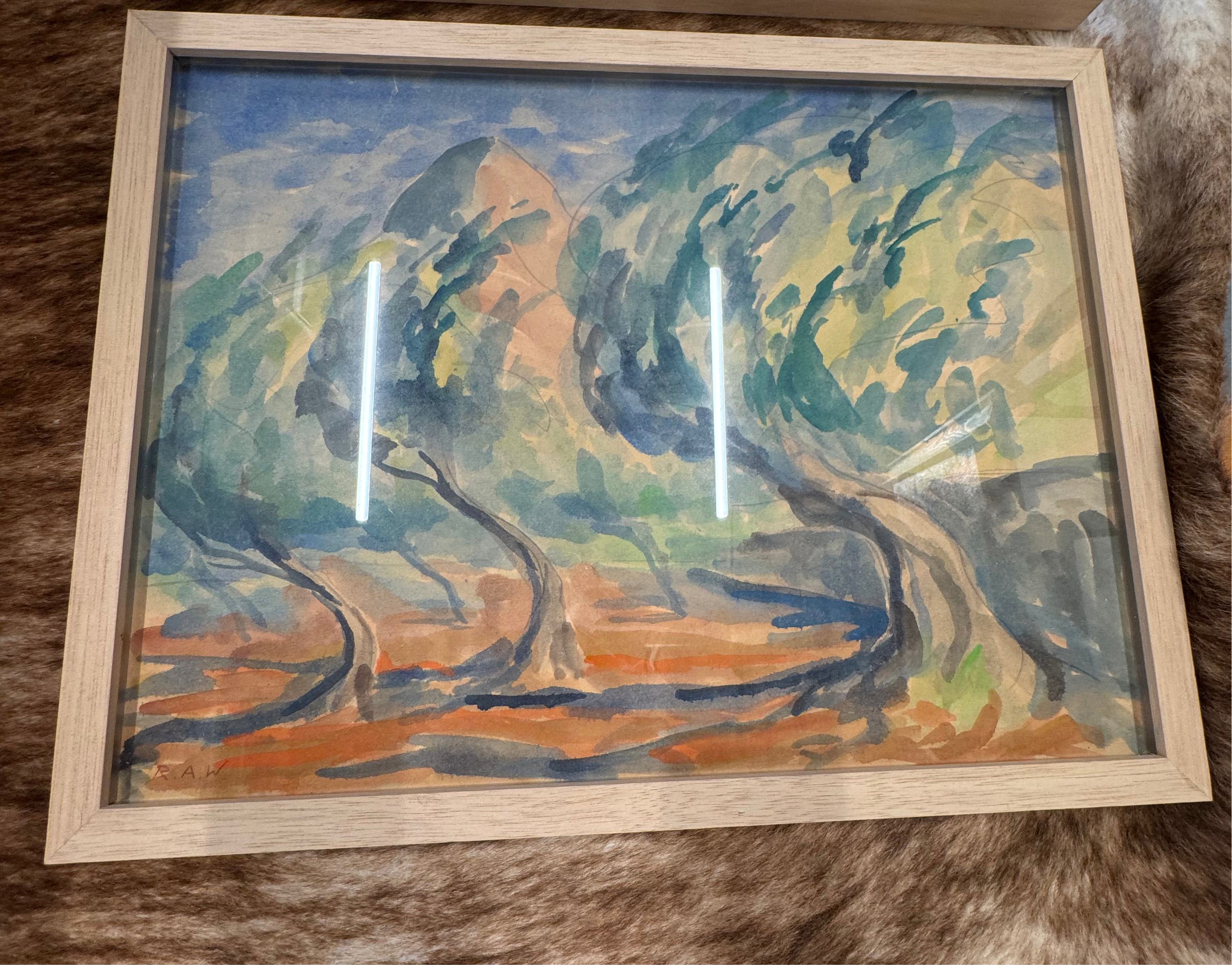 Aquarel initialen R.A.W.