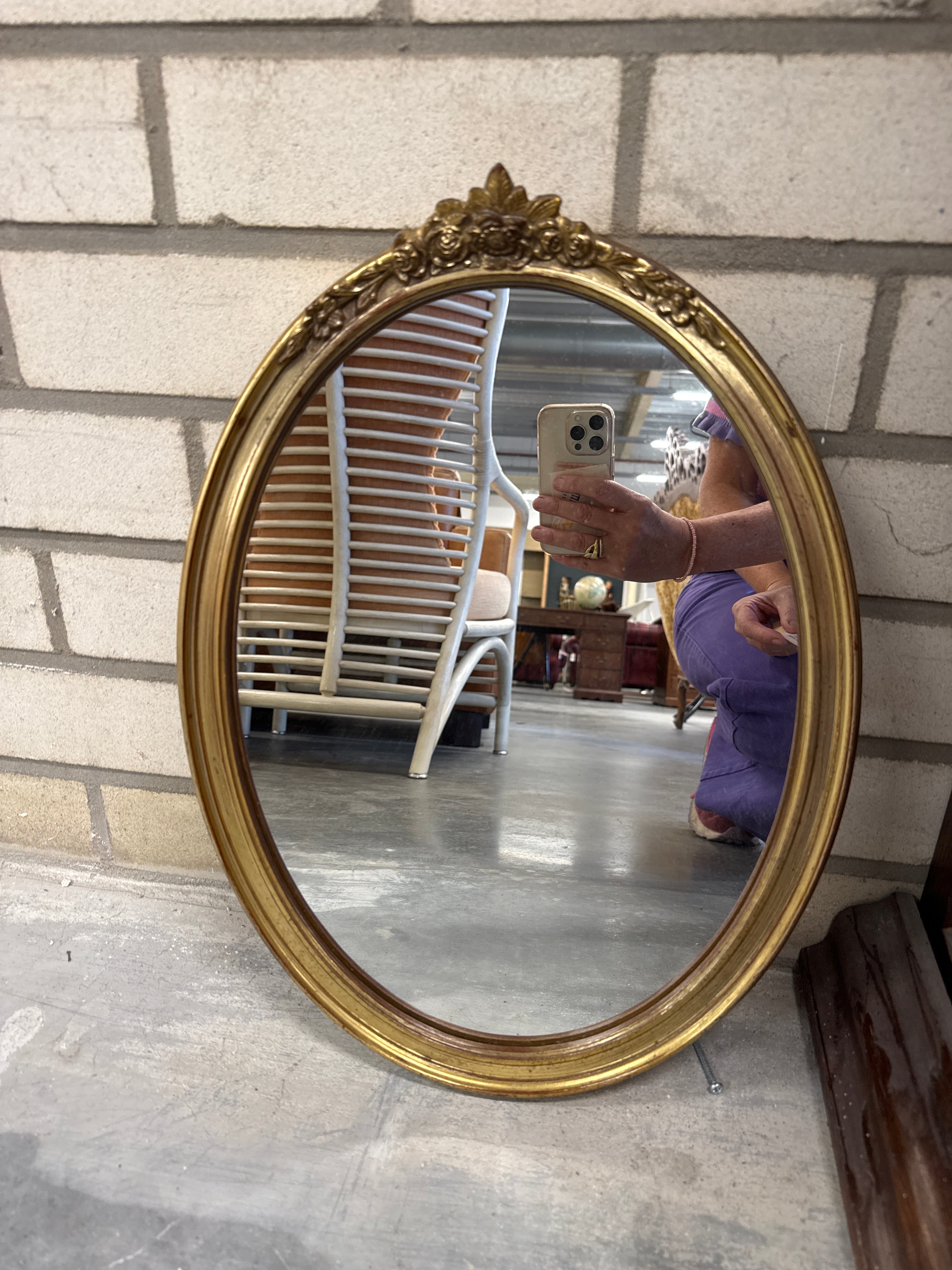 Spiegel goud ovaal klein