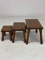 Robuuste massieve bijzettafel set van 3