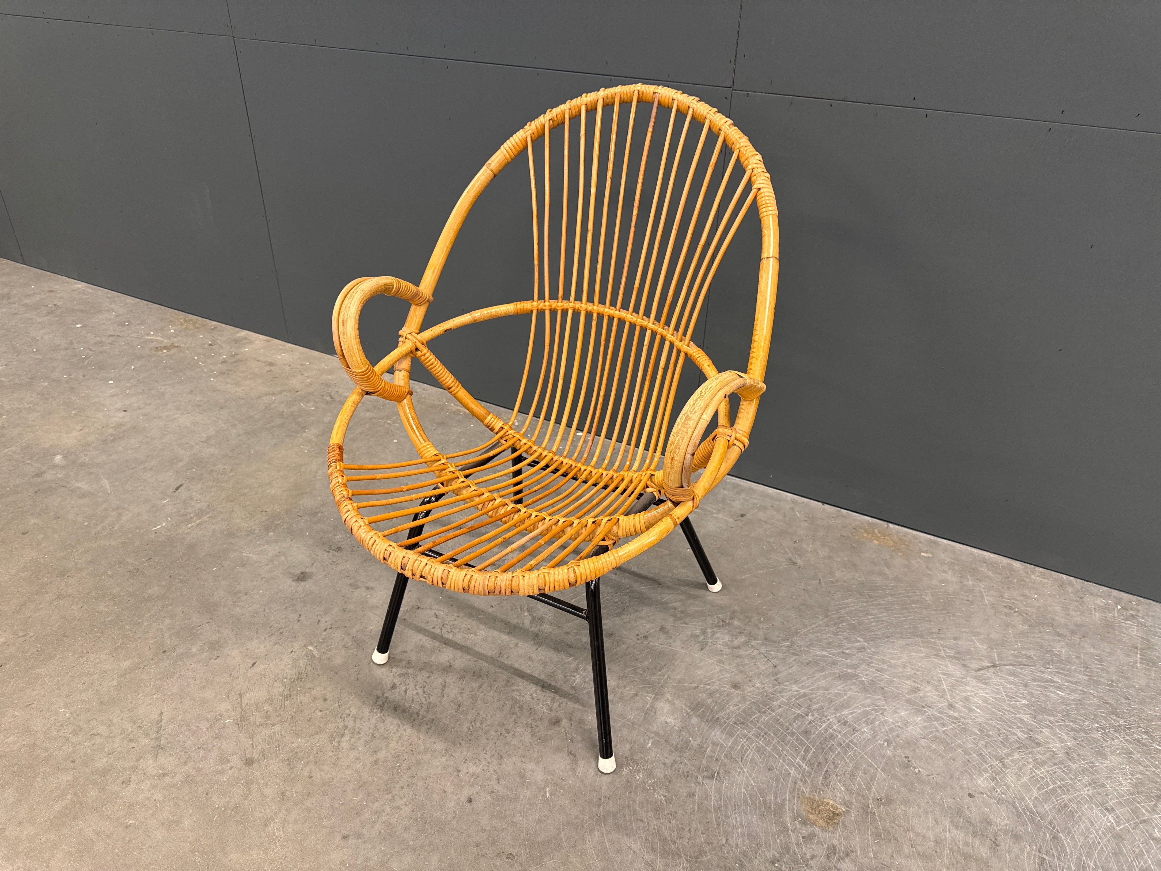 VIntage Rotan Spijlstoel met leuning