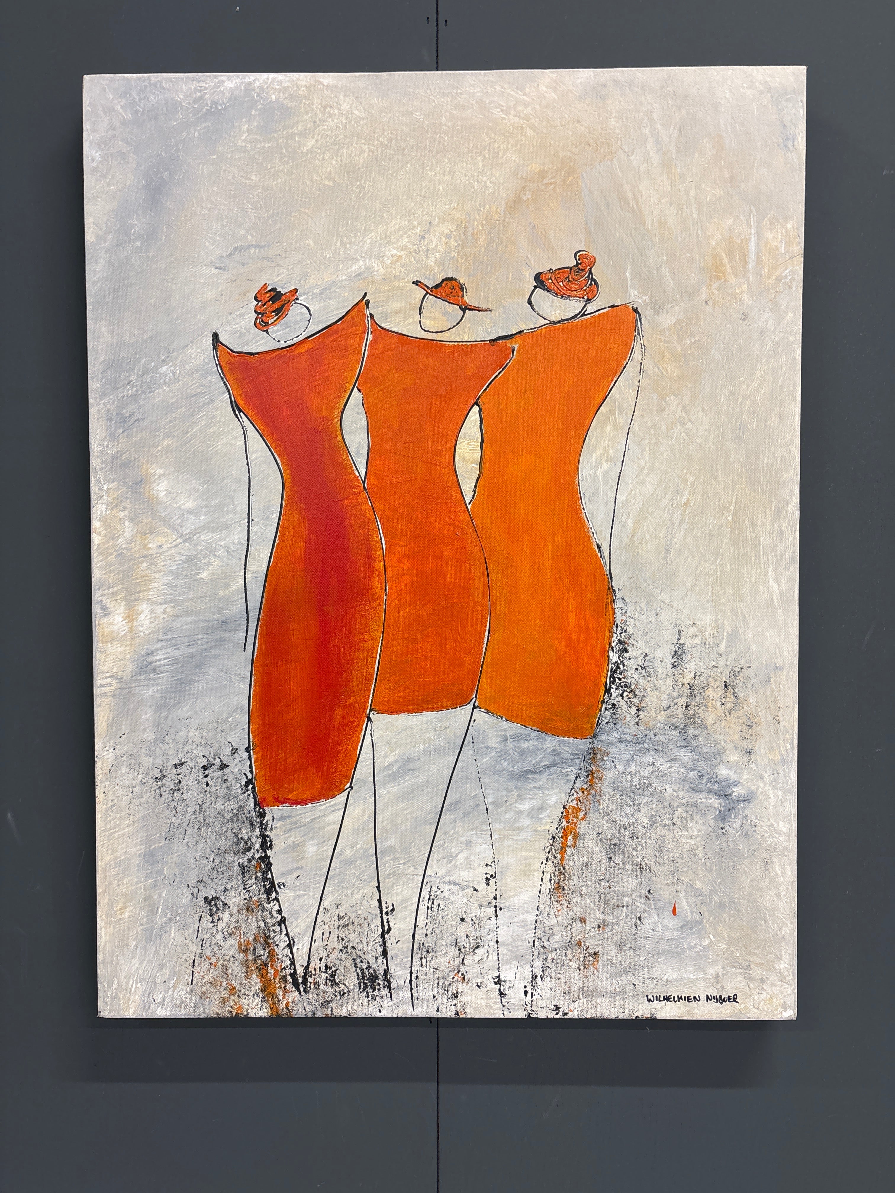 Schilderij orange women