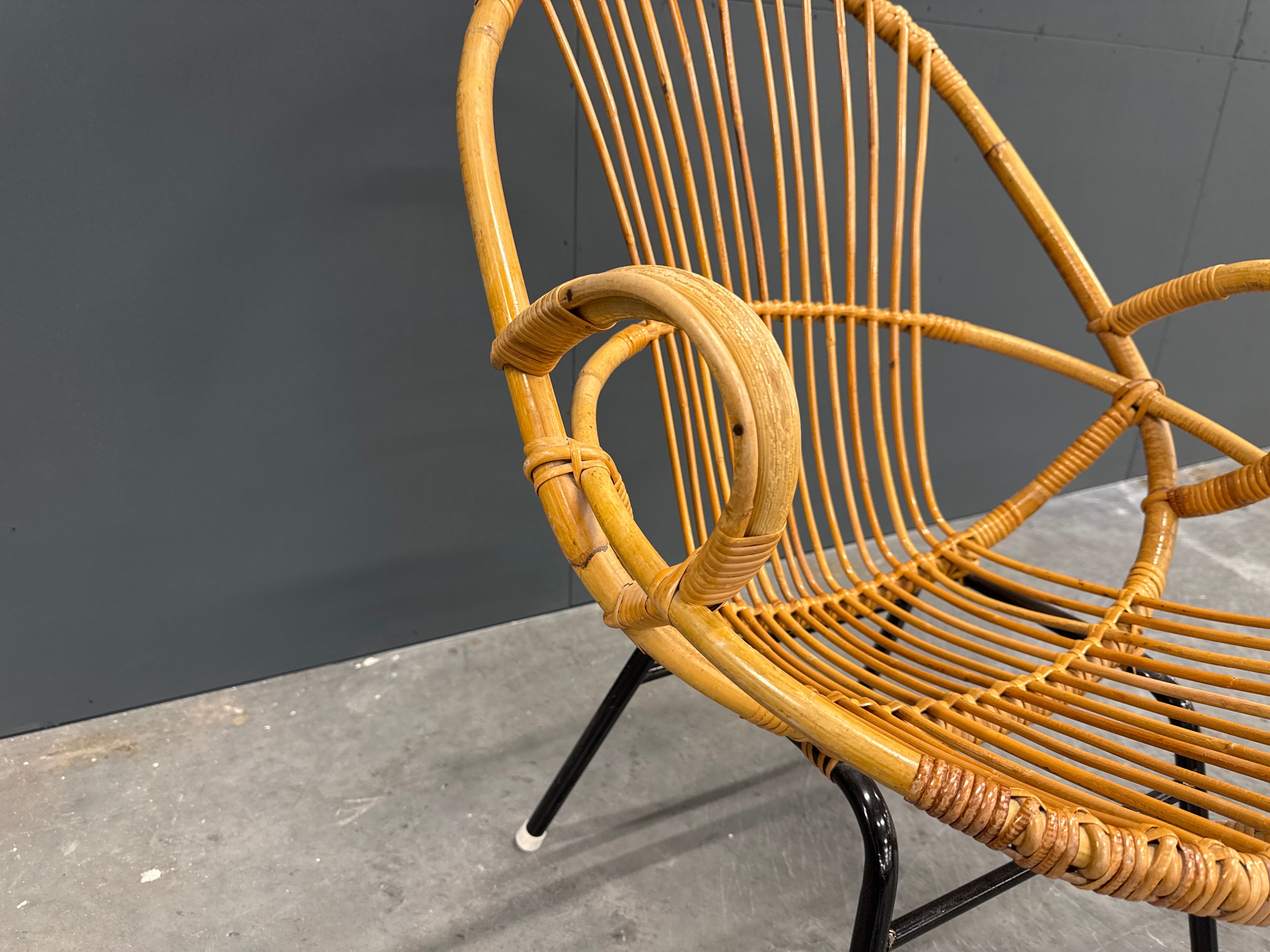VIntage Rotan Spijlstoel met leuning