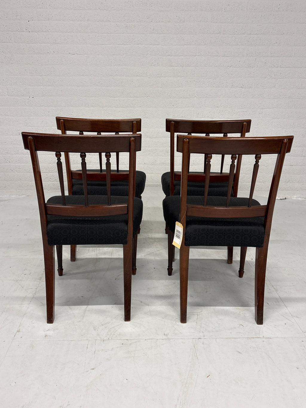 Set 4 eetkamer stoel hout zwarte stof