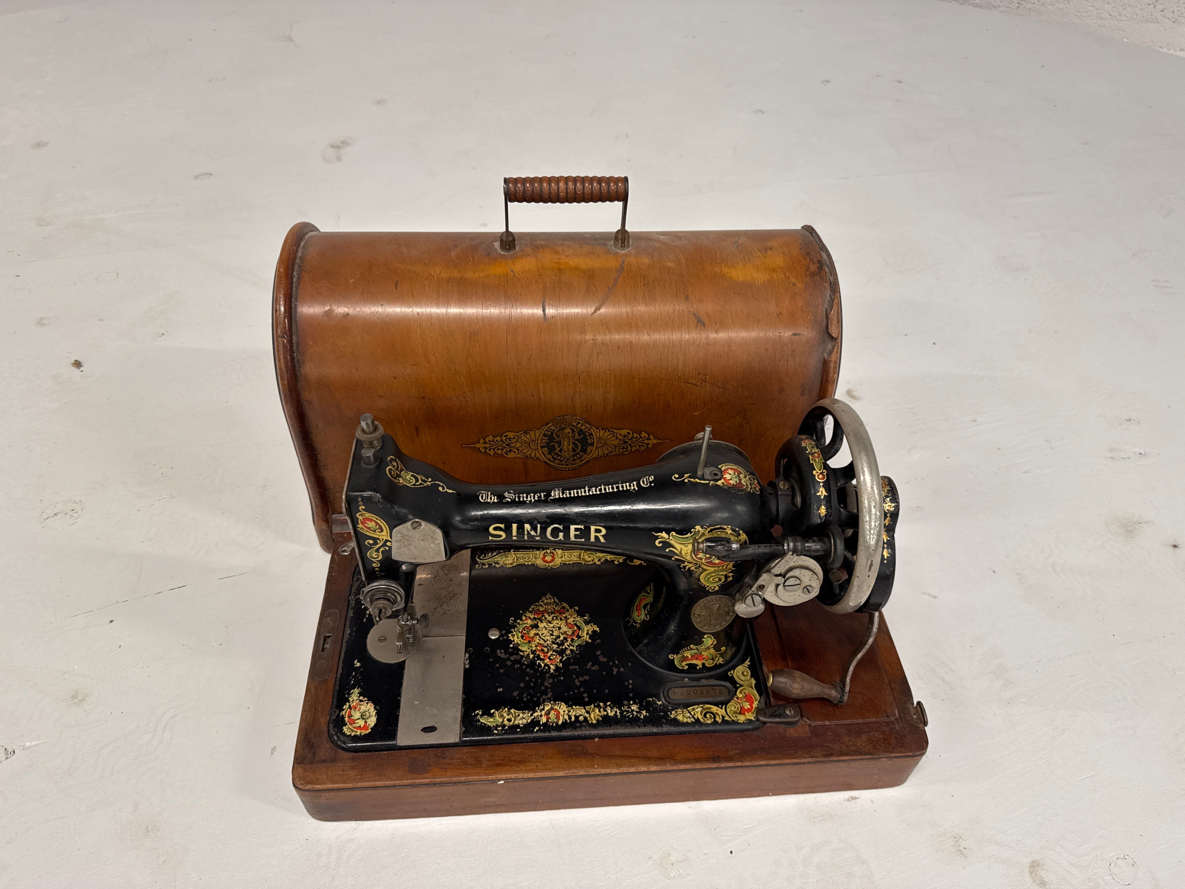 Naaimachine handmatig Singer met deksel deco