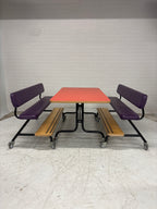 Stoere set 2 kinderbanken, tafel op wielen