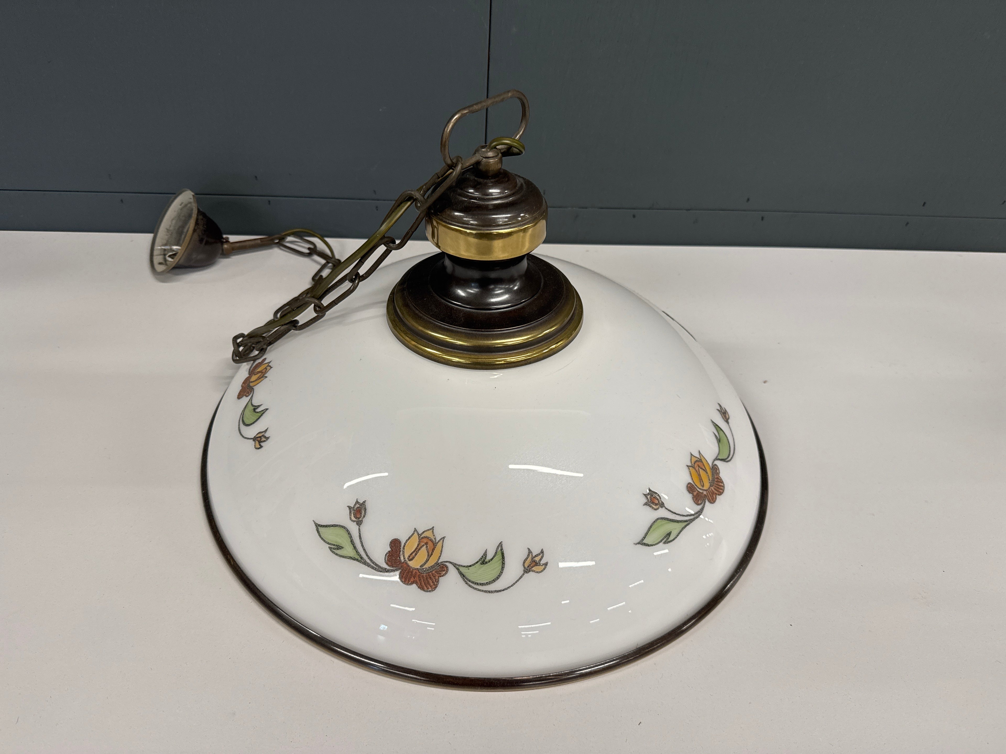 Keukenlamp wit glas met schildering