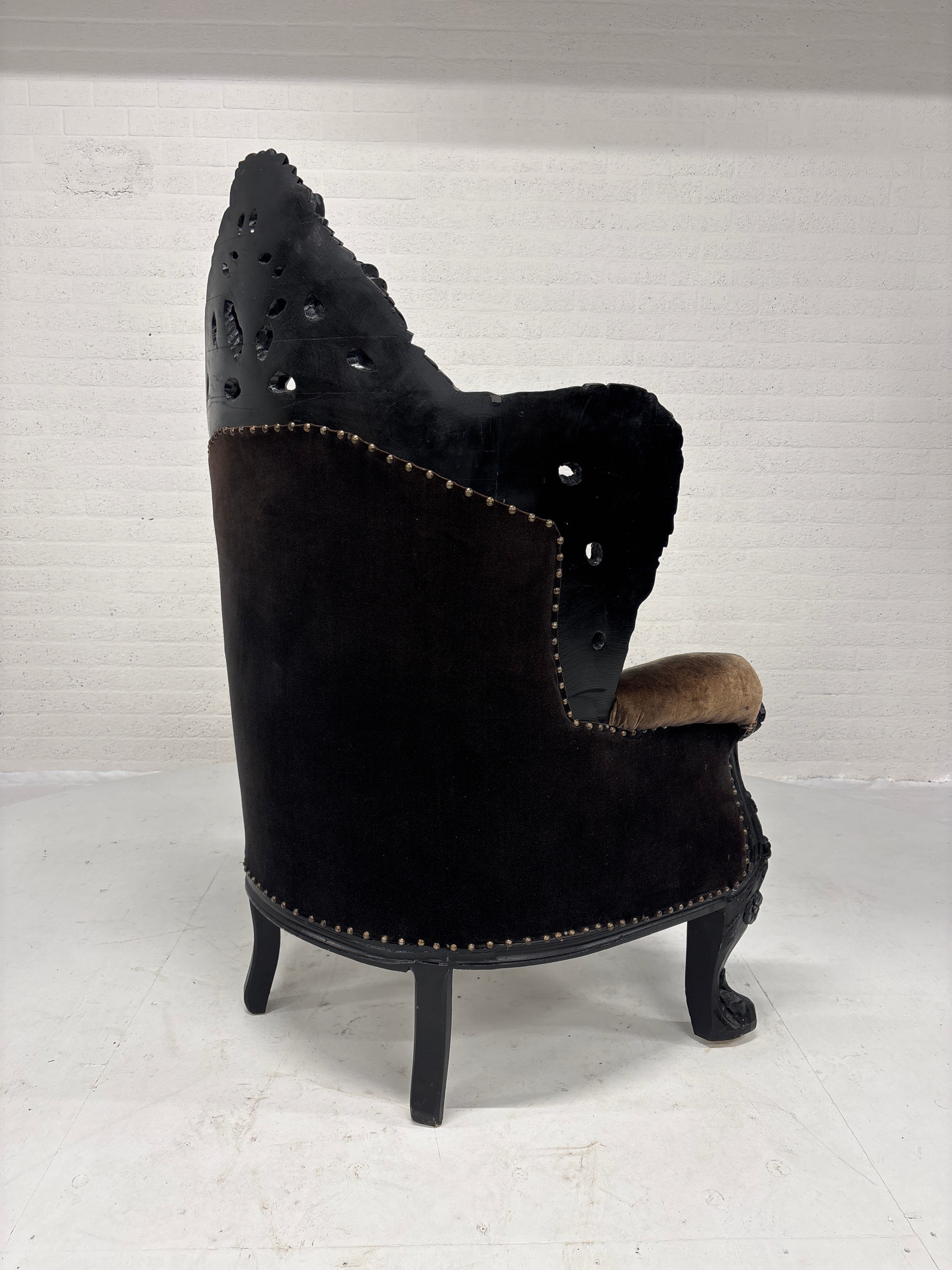 Rococo barok troonstoel zwart