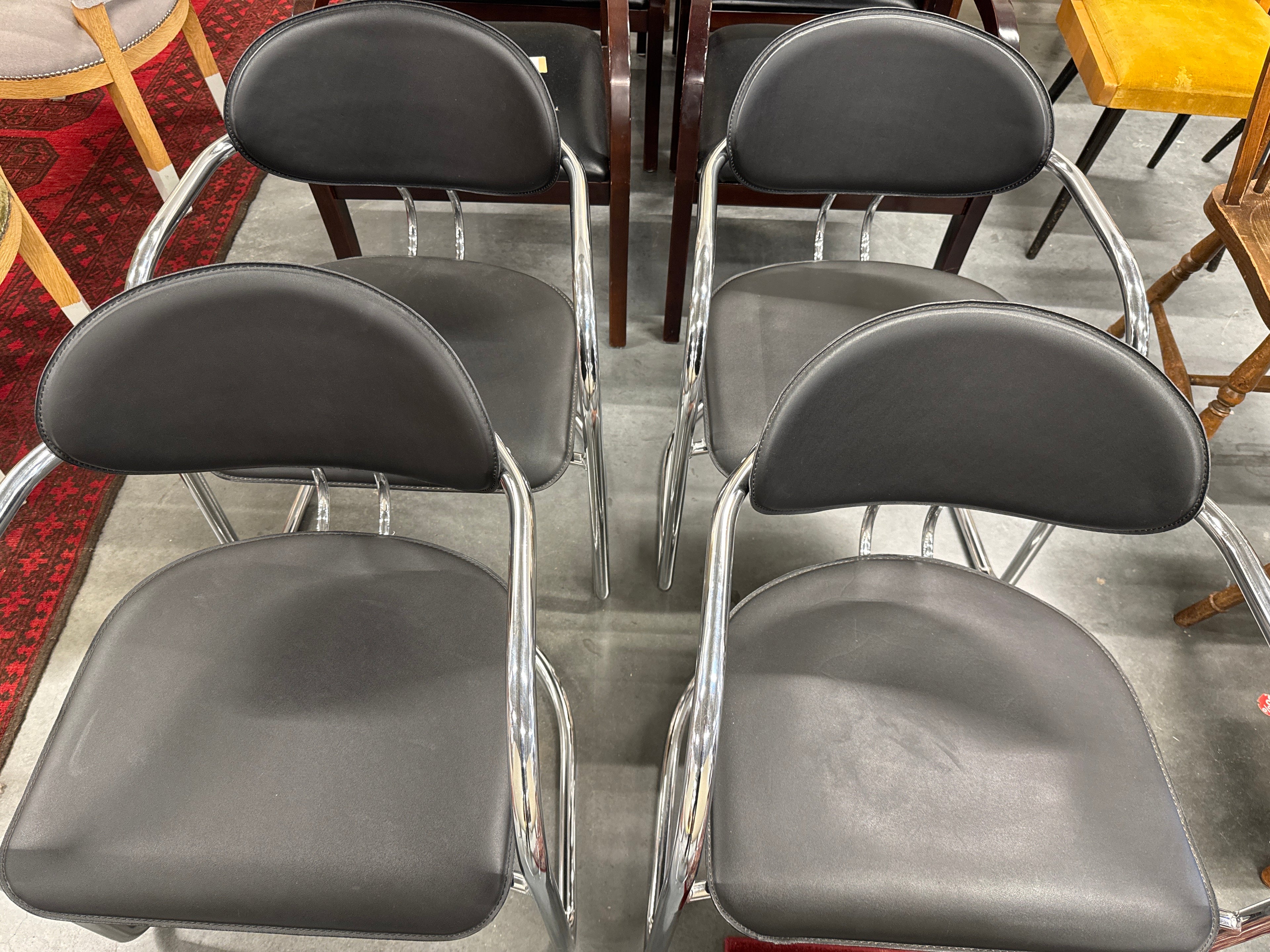 Set 4 stoelen chroom zwart sky