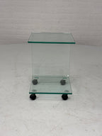 Bijzettafel glas op wielen