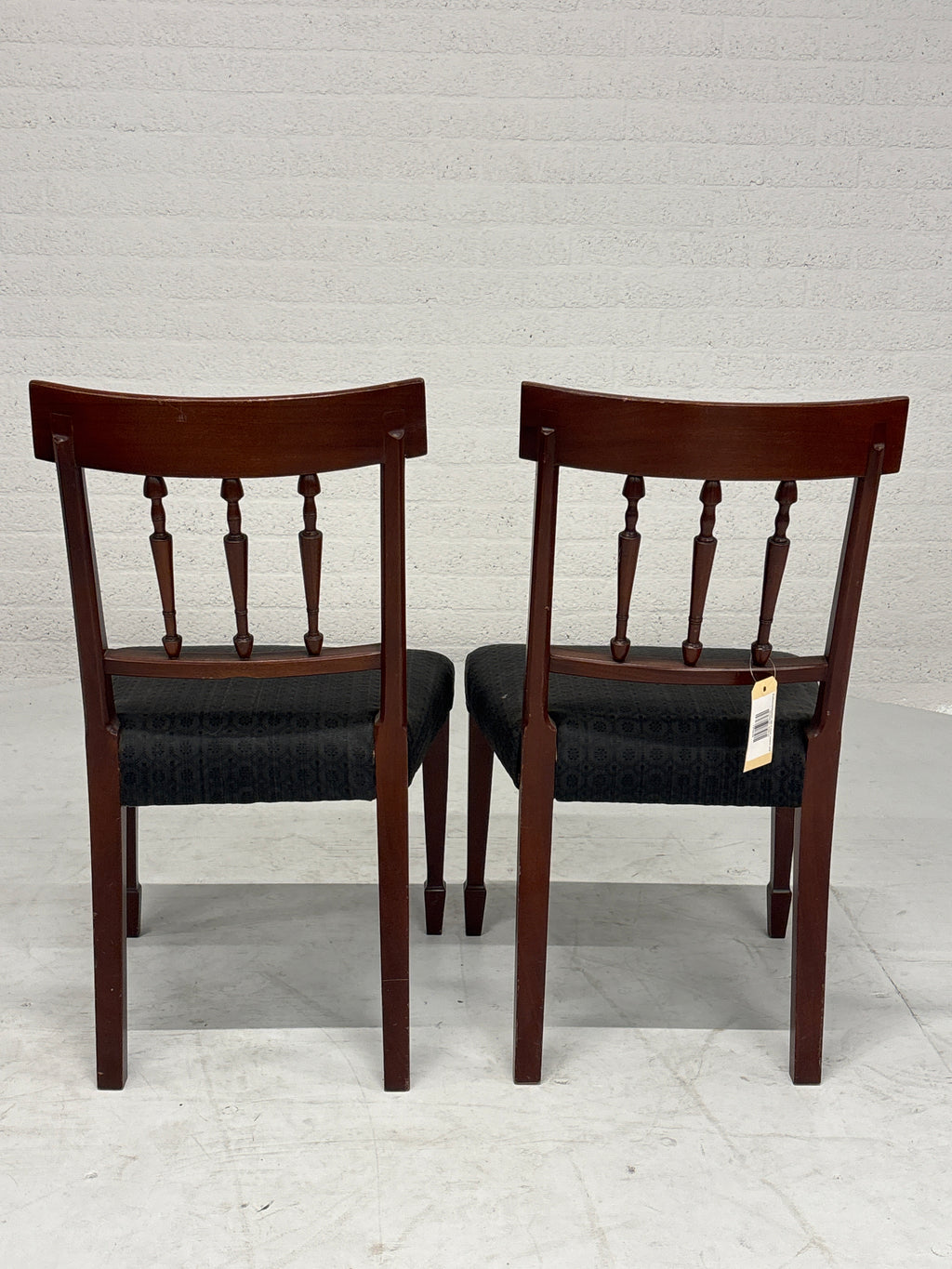 Eetkamerstoelen set 2 hout zwarte stof