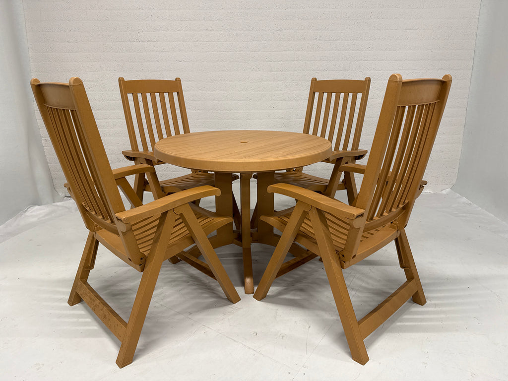 Tuinset kunststof houtnerf opklapbaar