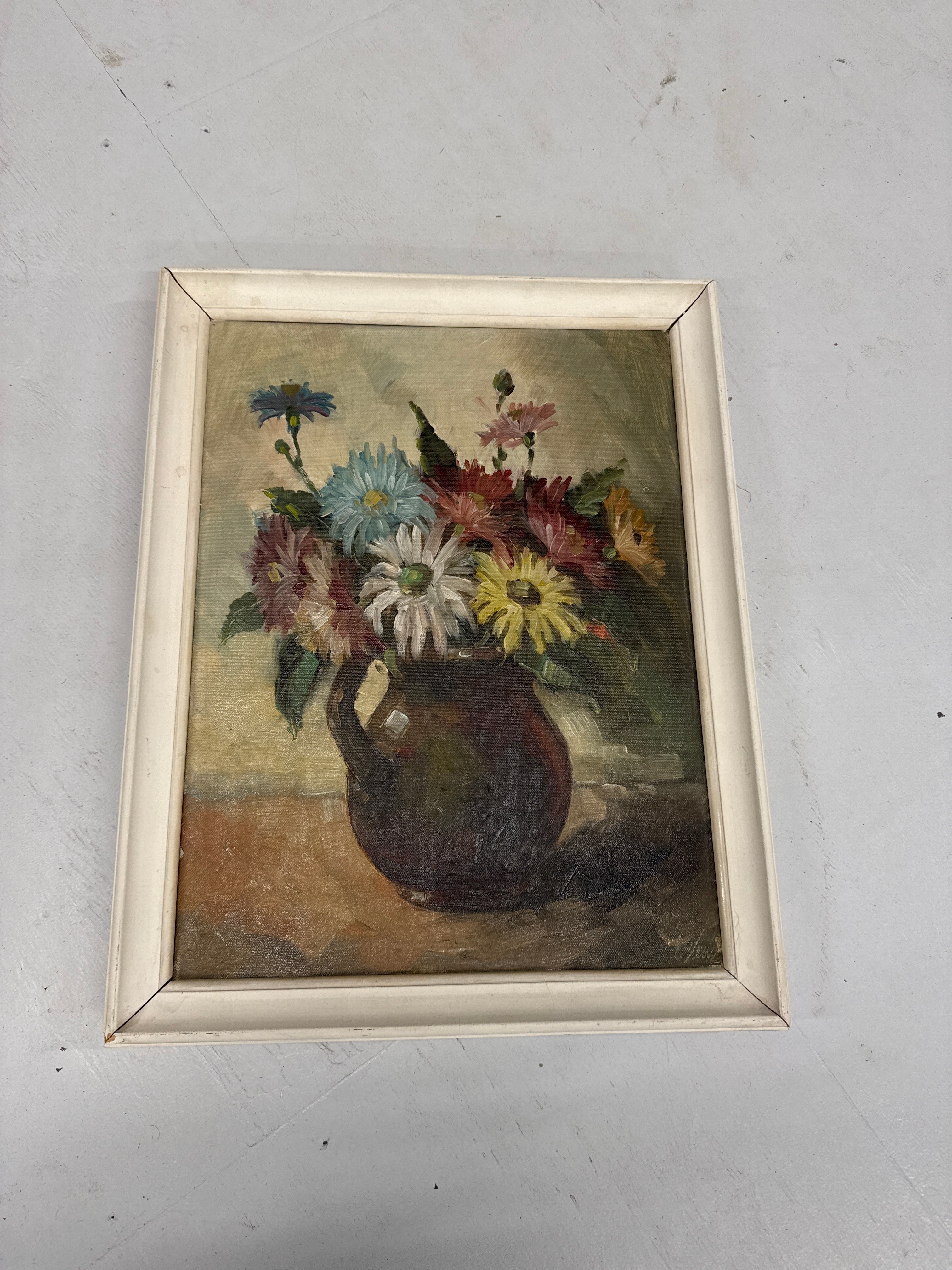 Olieverf op doek bloem stilleven