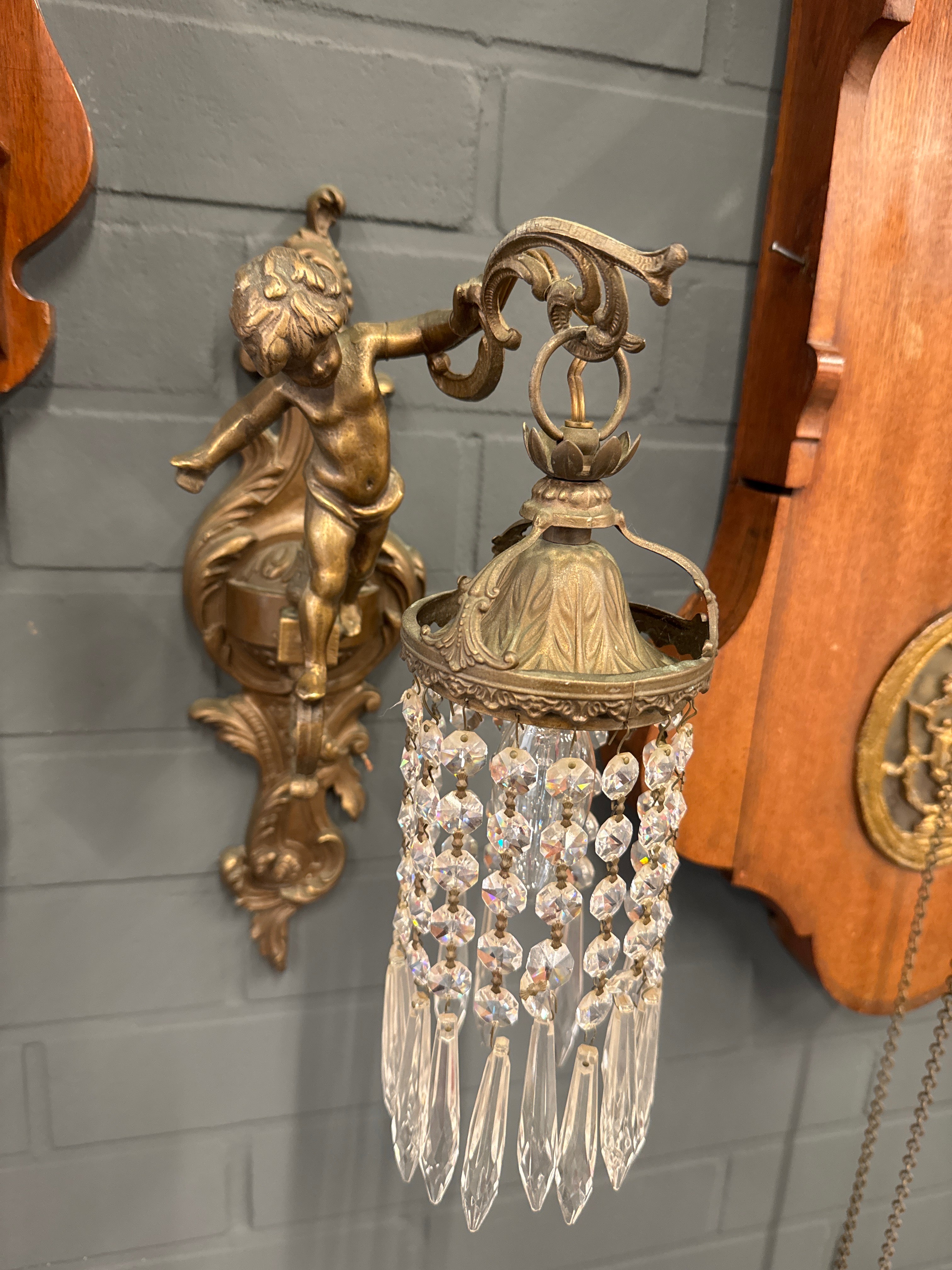 Brons wandlamp met glas