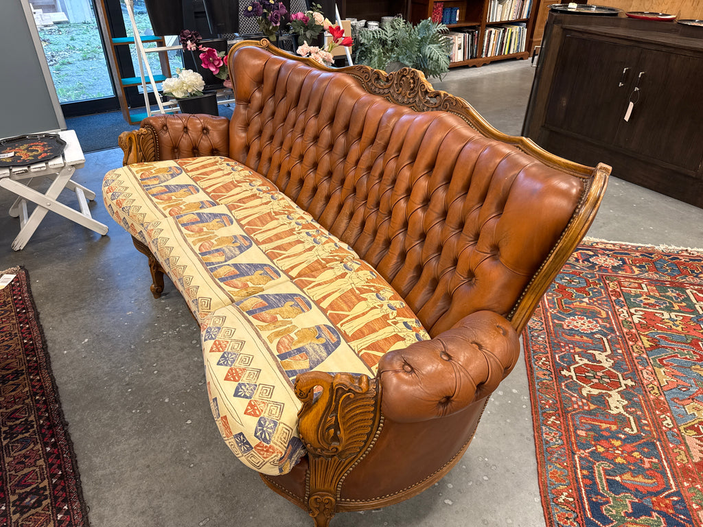 Bank leer en stof met zwanen