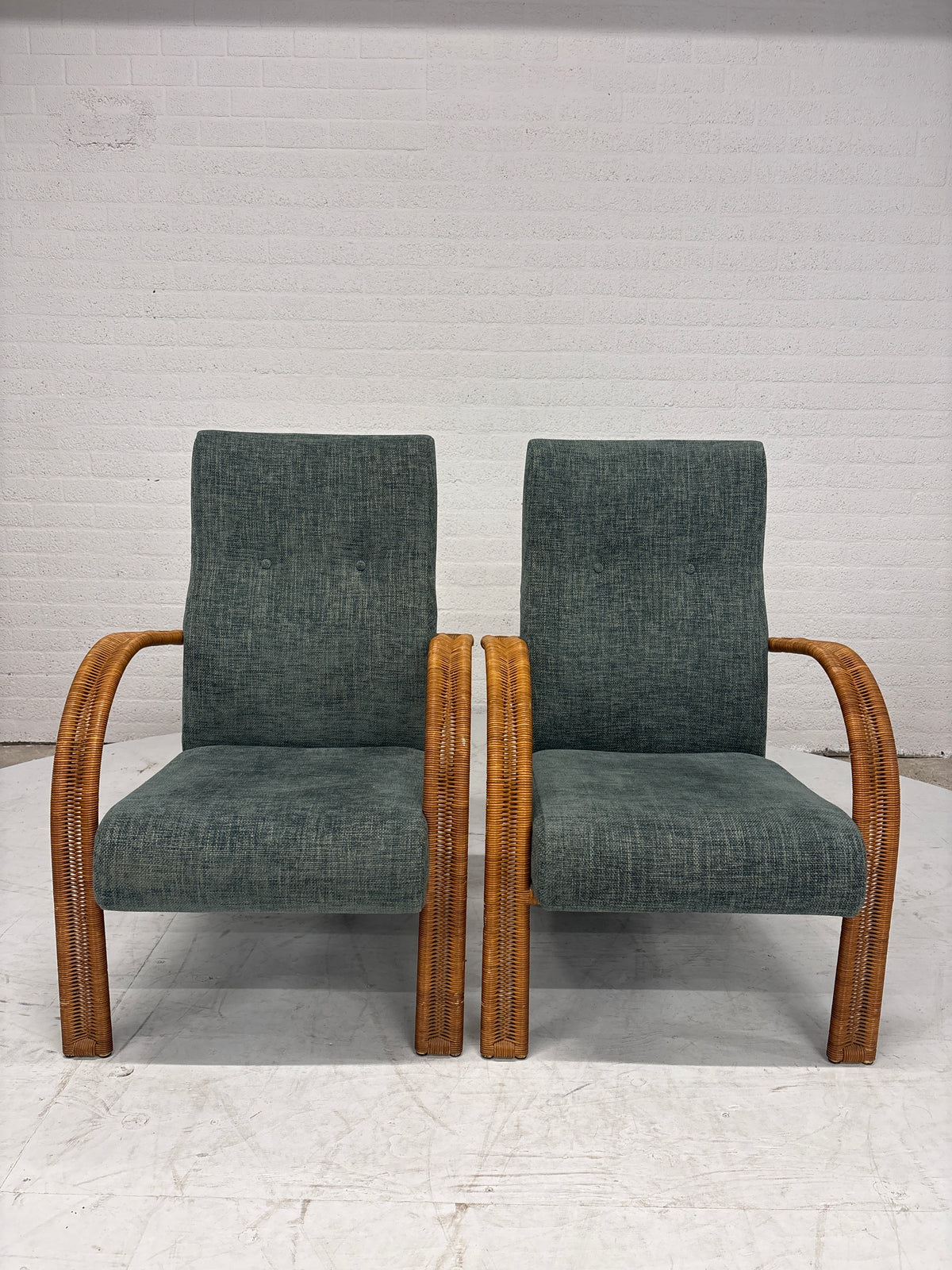 Postmodern Rotan&stof Designstoelen