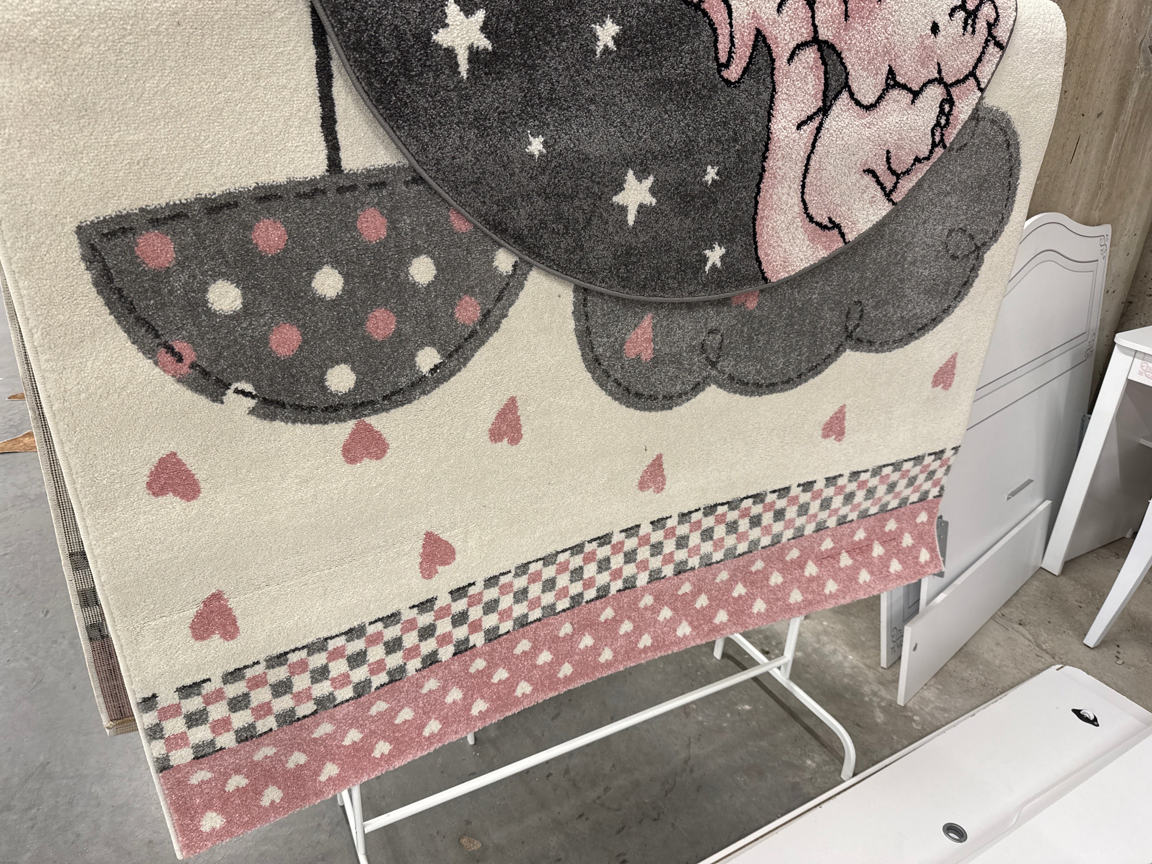 Kleed rechthoek kind grijs roze