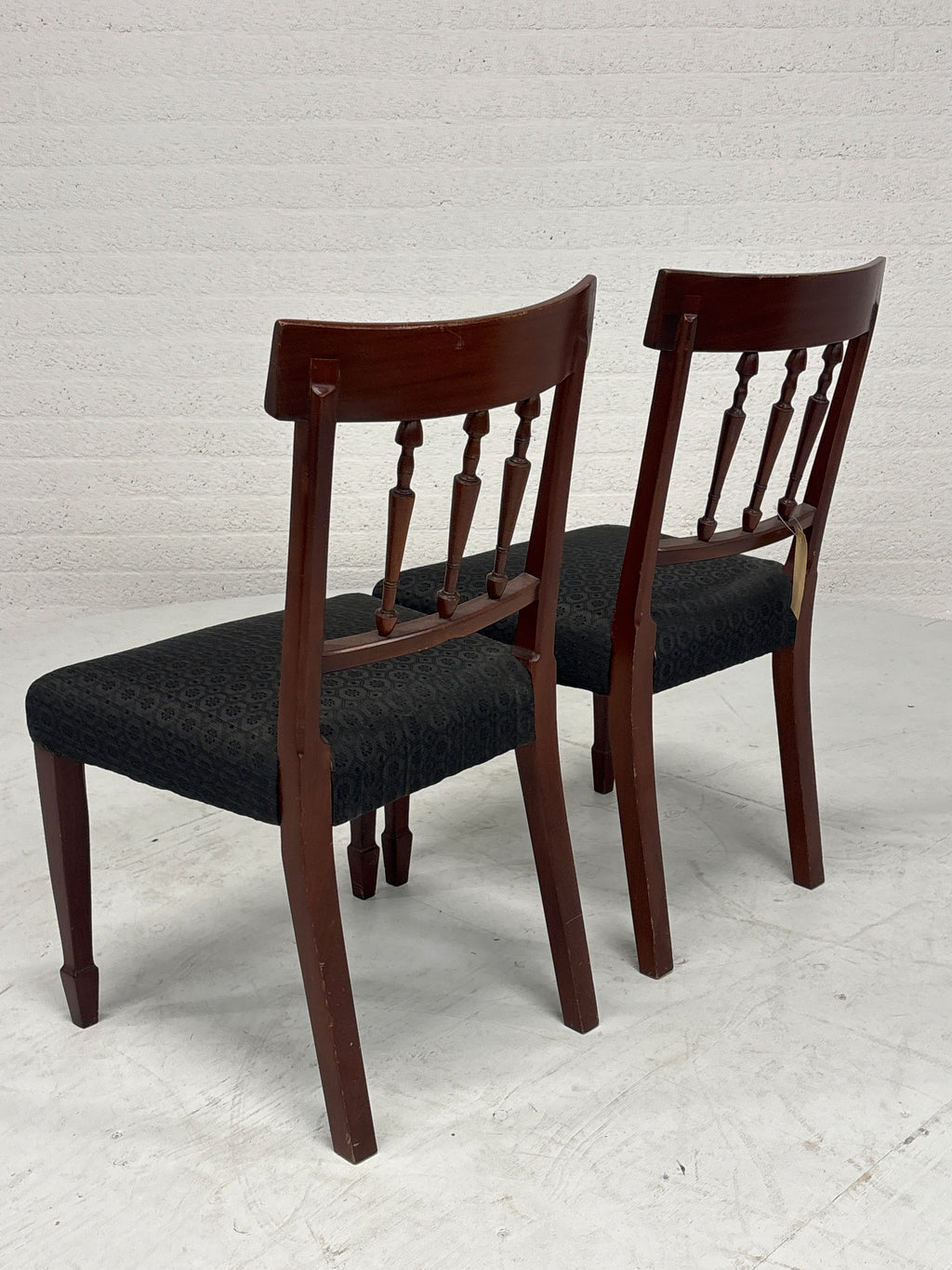 Eetkamerstoelen set 2 hout zwarte stof
