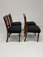 Set 4 eetkamer stoel hout zwarte stof