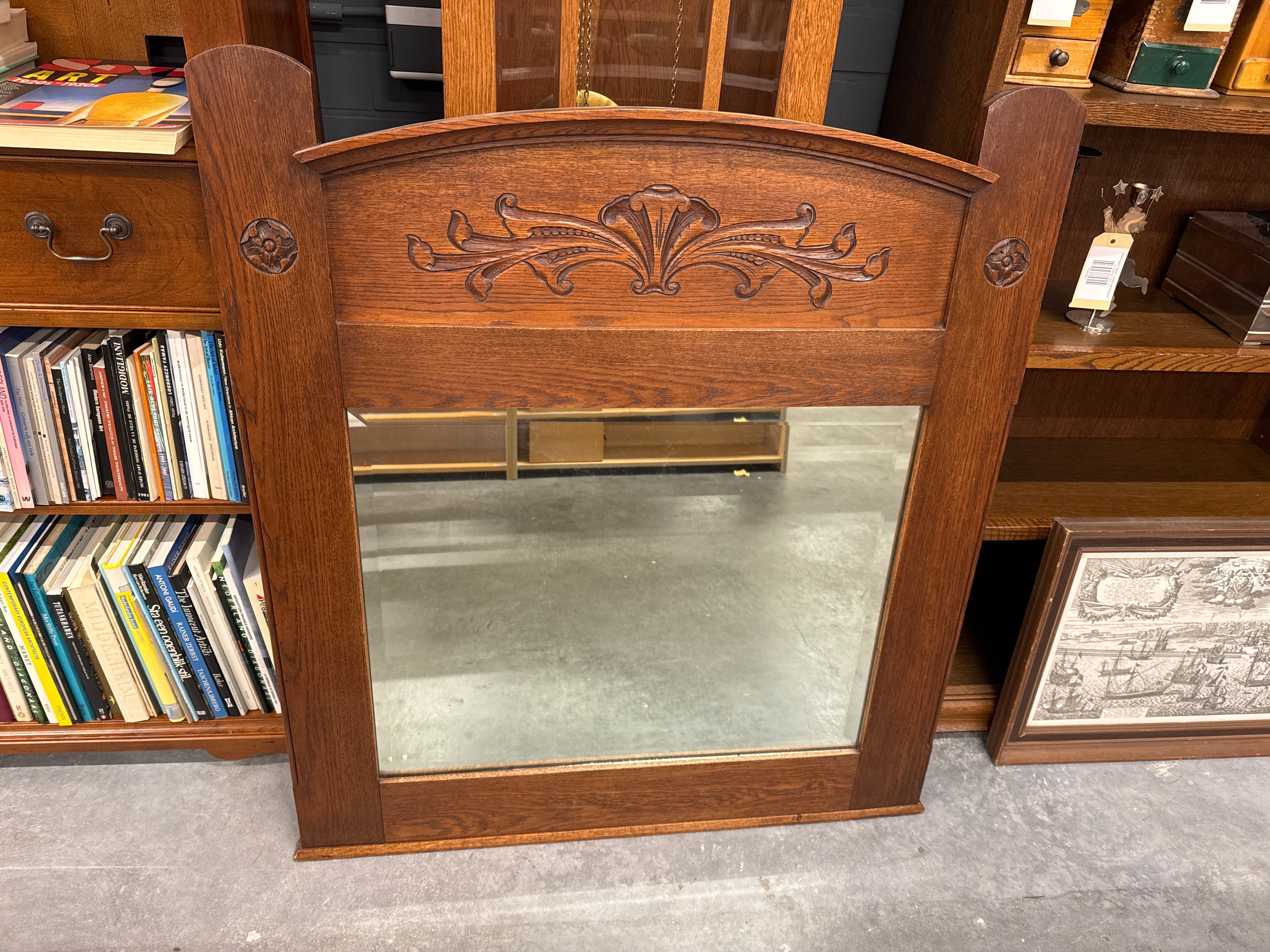 Spiegel facet houtsnijwerk