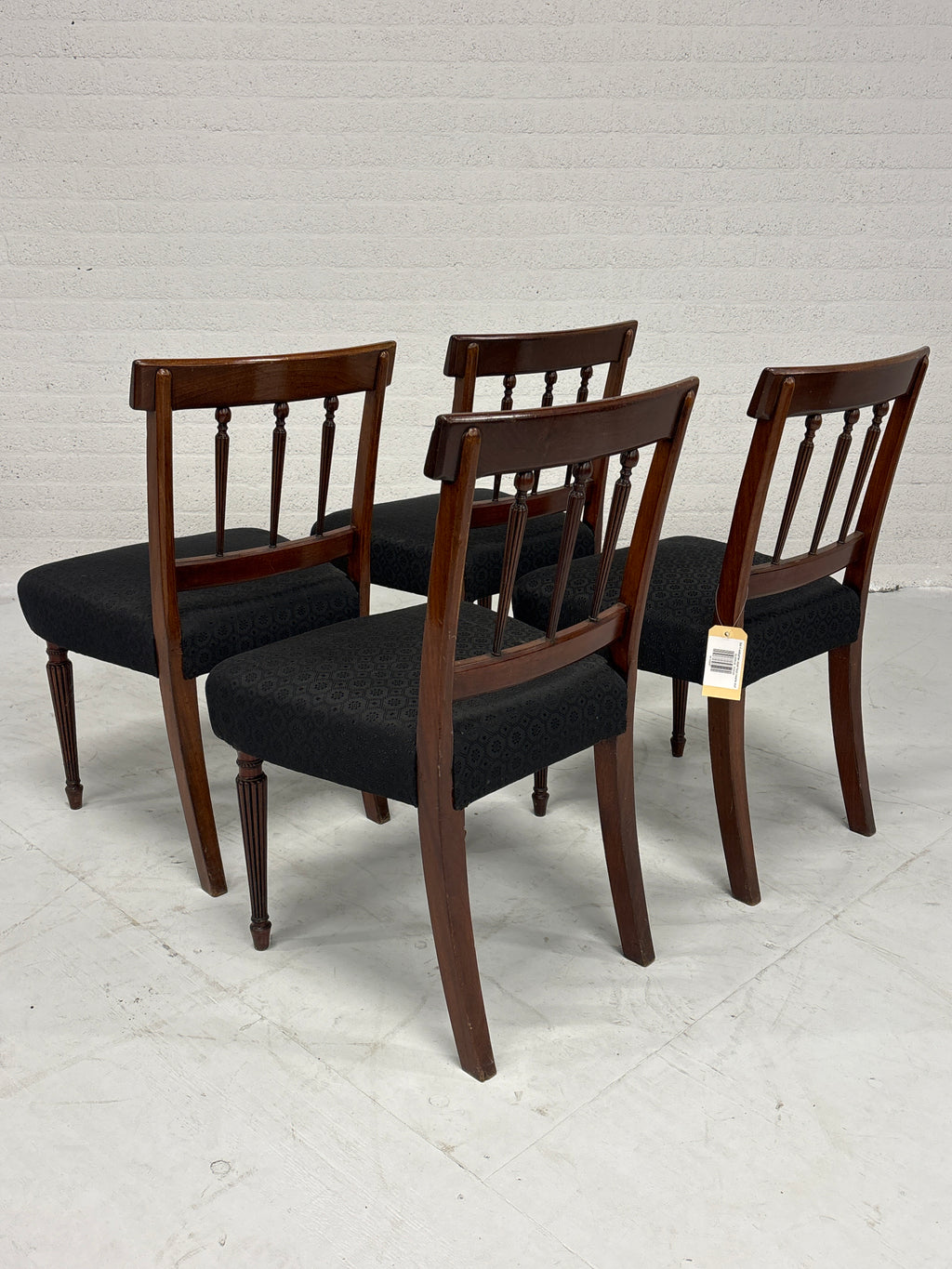 Set 4 eetkamer stoel hout zwarte stof