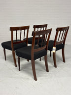 Set 4 eetkamer stoel hout zwarte stof