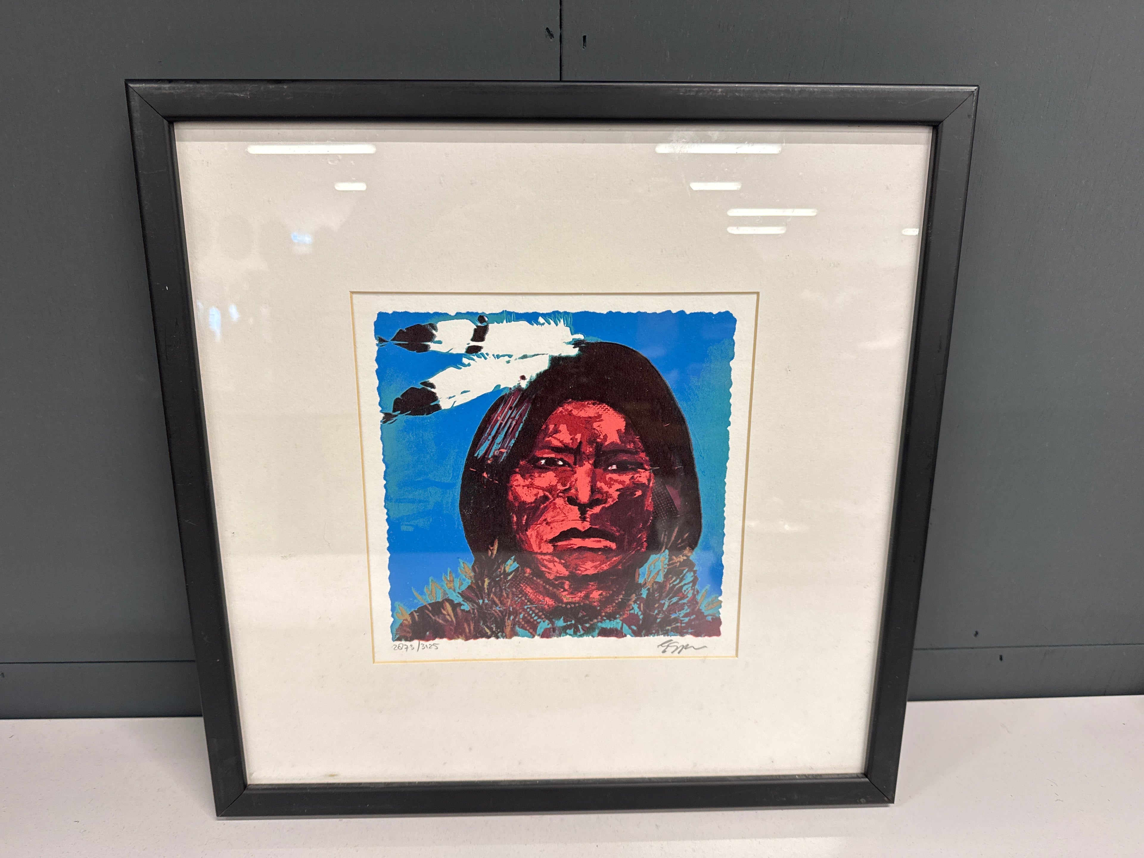 Prent indiaan zwarte lijst