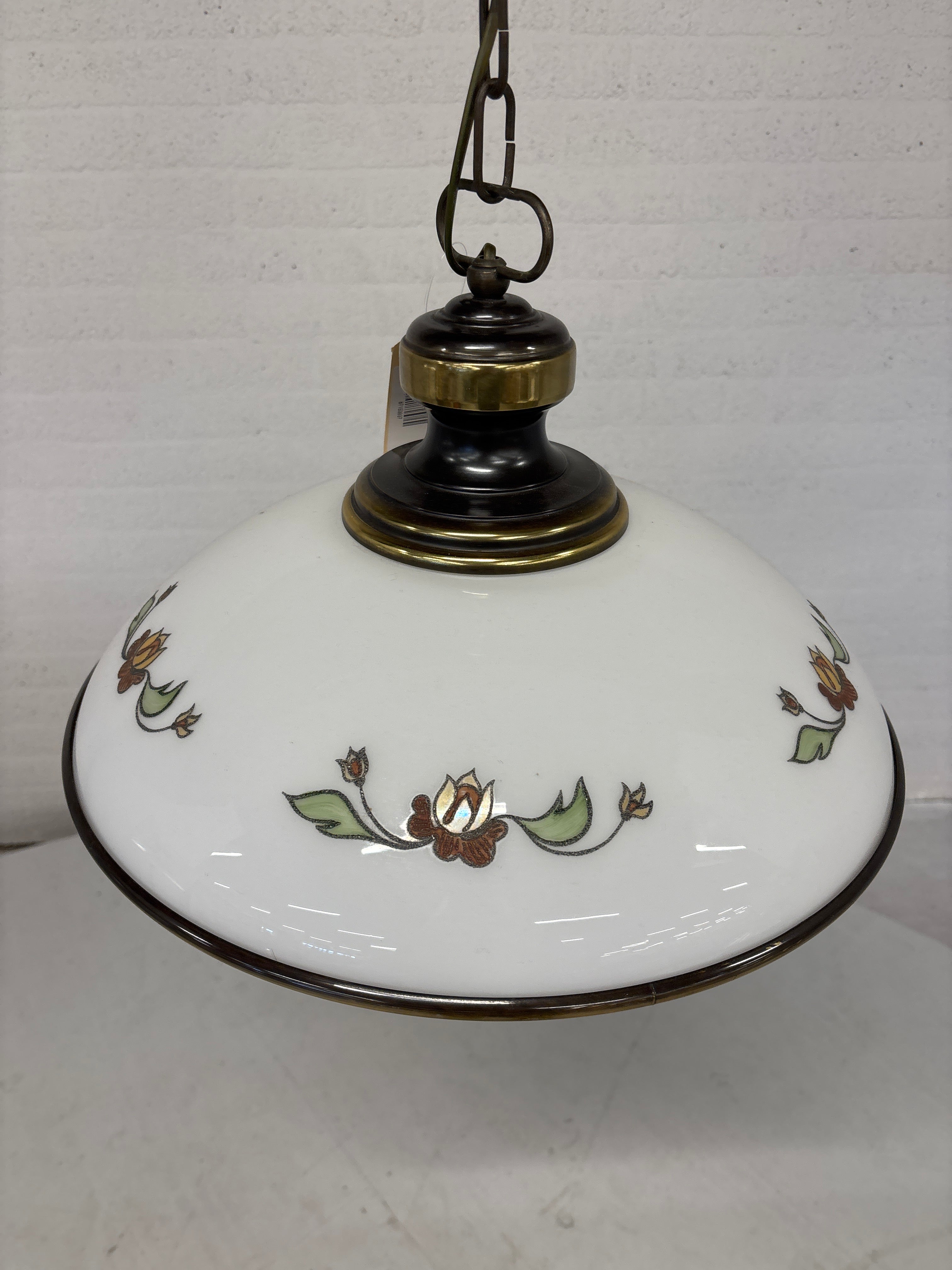 Keukenlamp wit glas met schildering