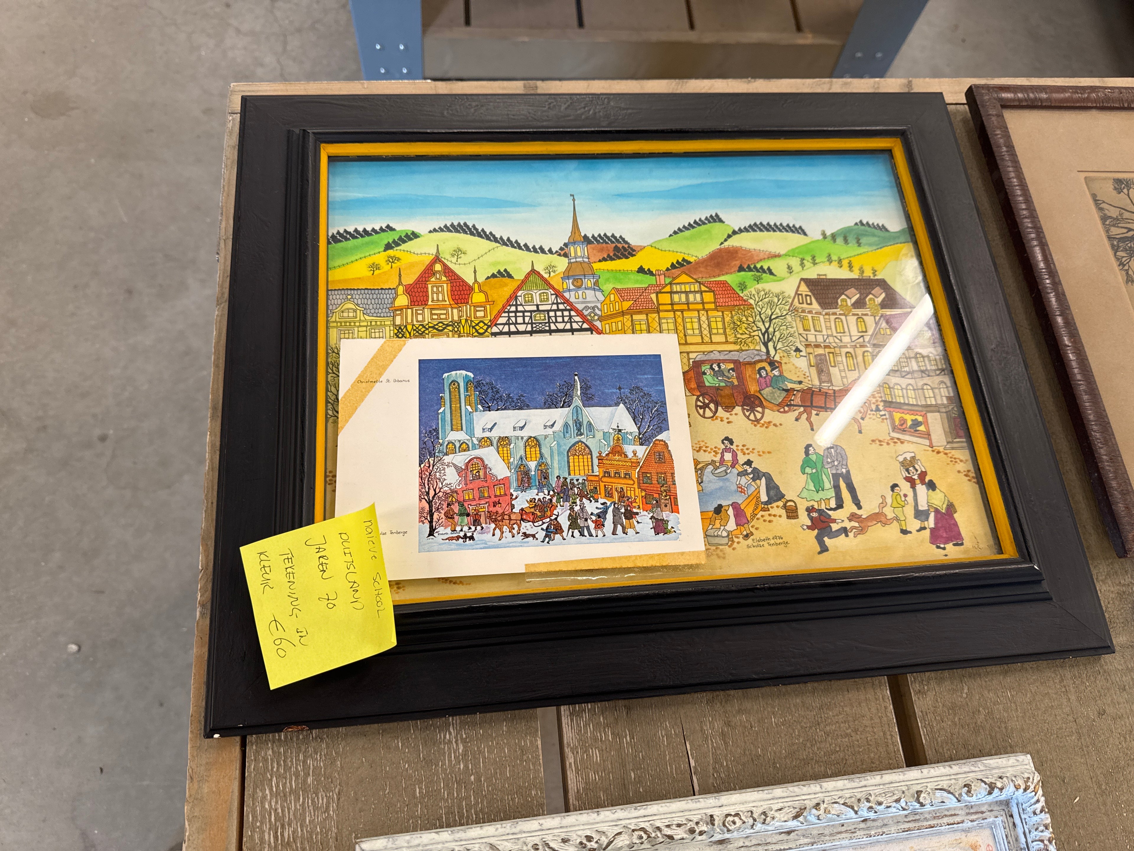 Tekening in kleur Naieve School Duitsland - Jaren 70