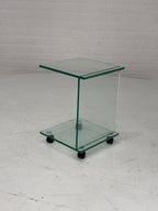 Bijzettafel glas op wielen