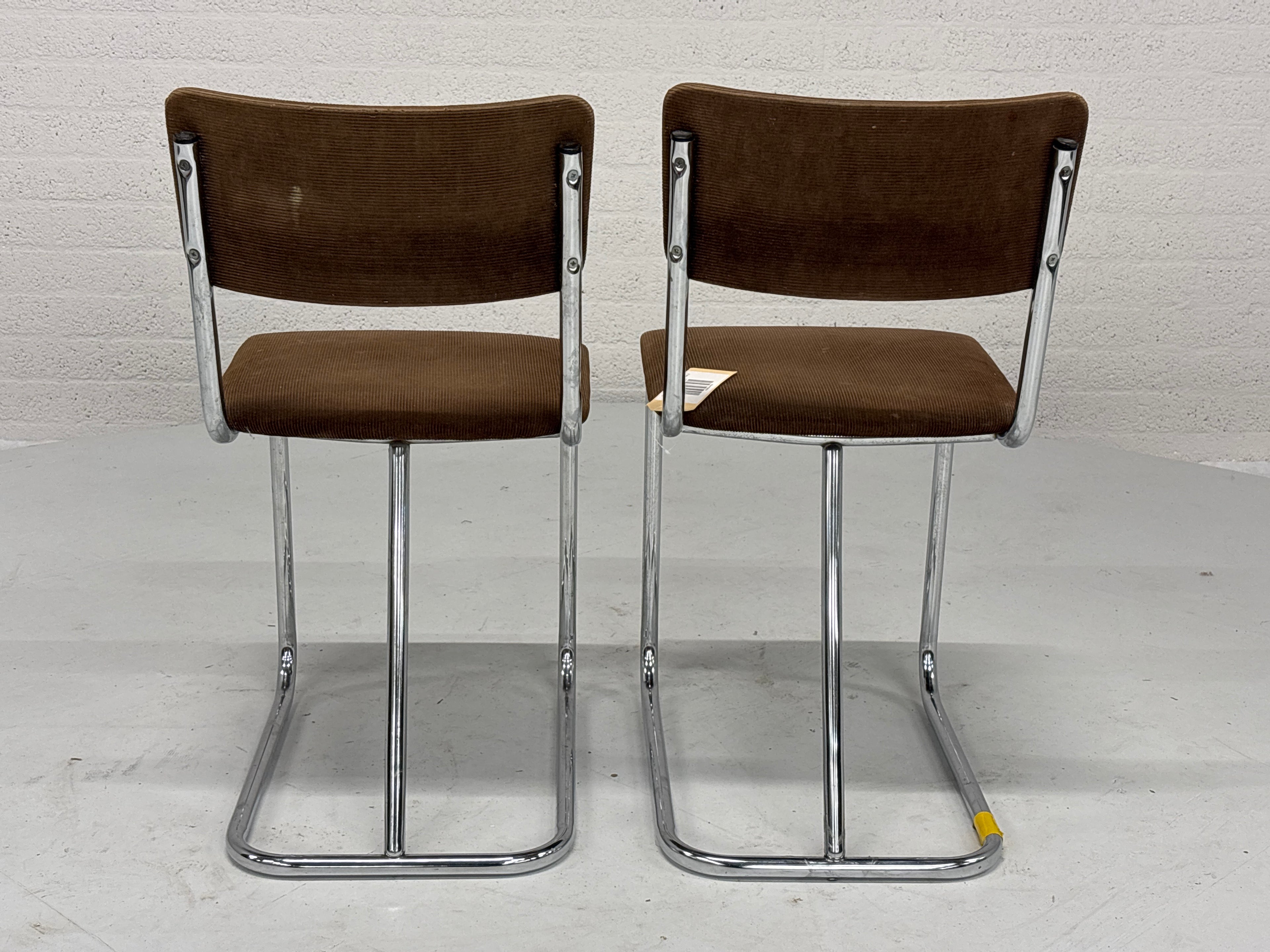 Buizen stoel bruine ribstof set 2