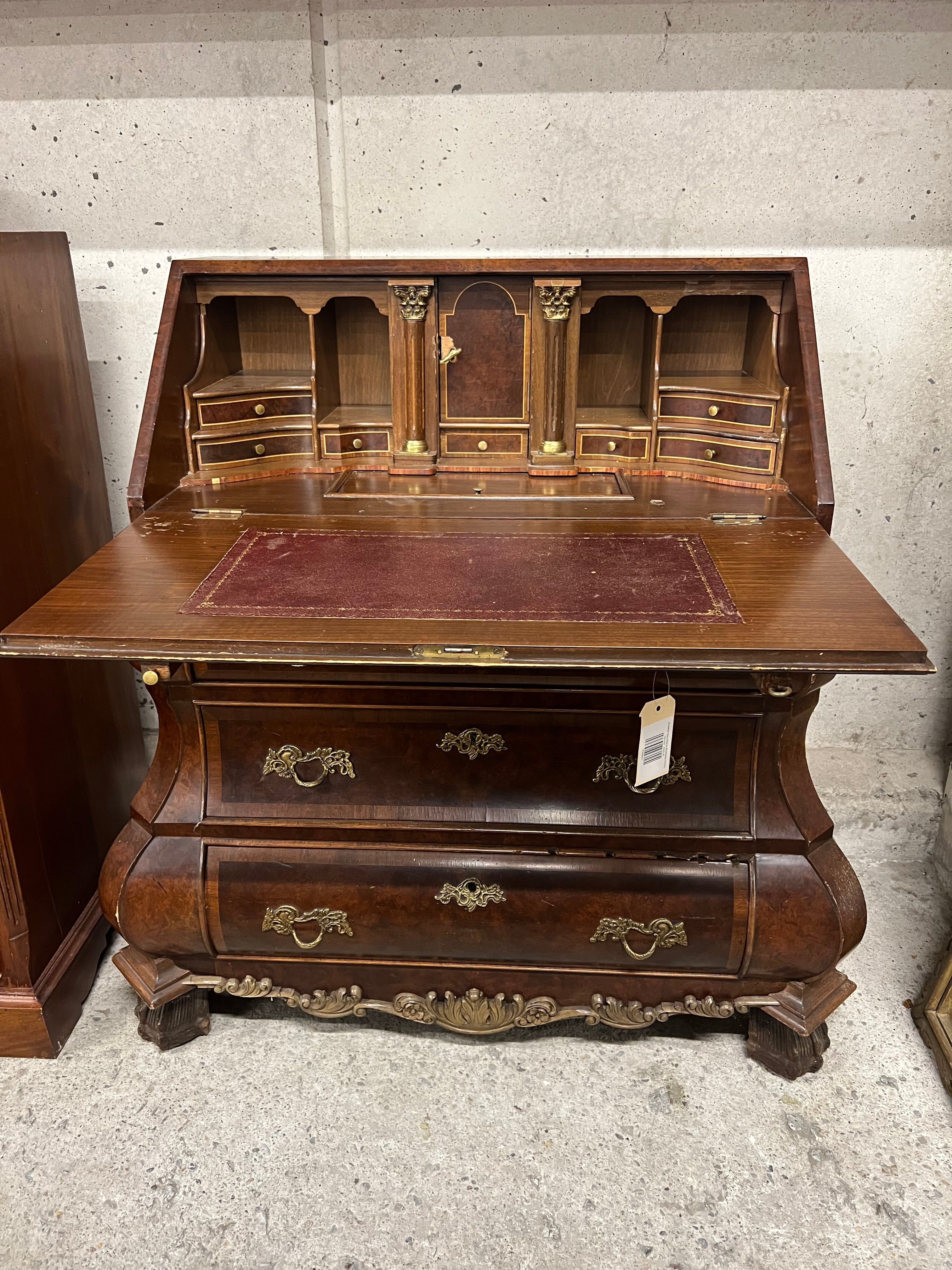 Antieke Secretaire Buikkast Rond