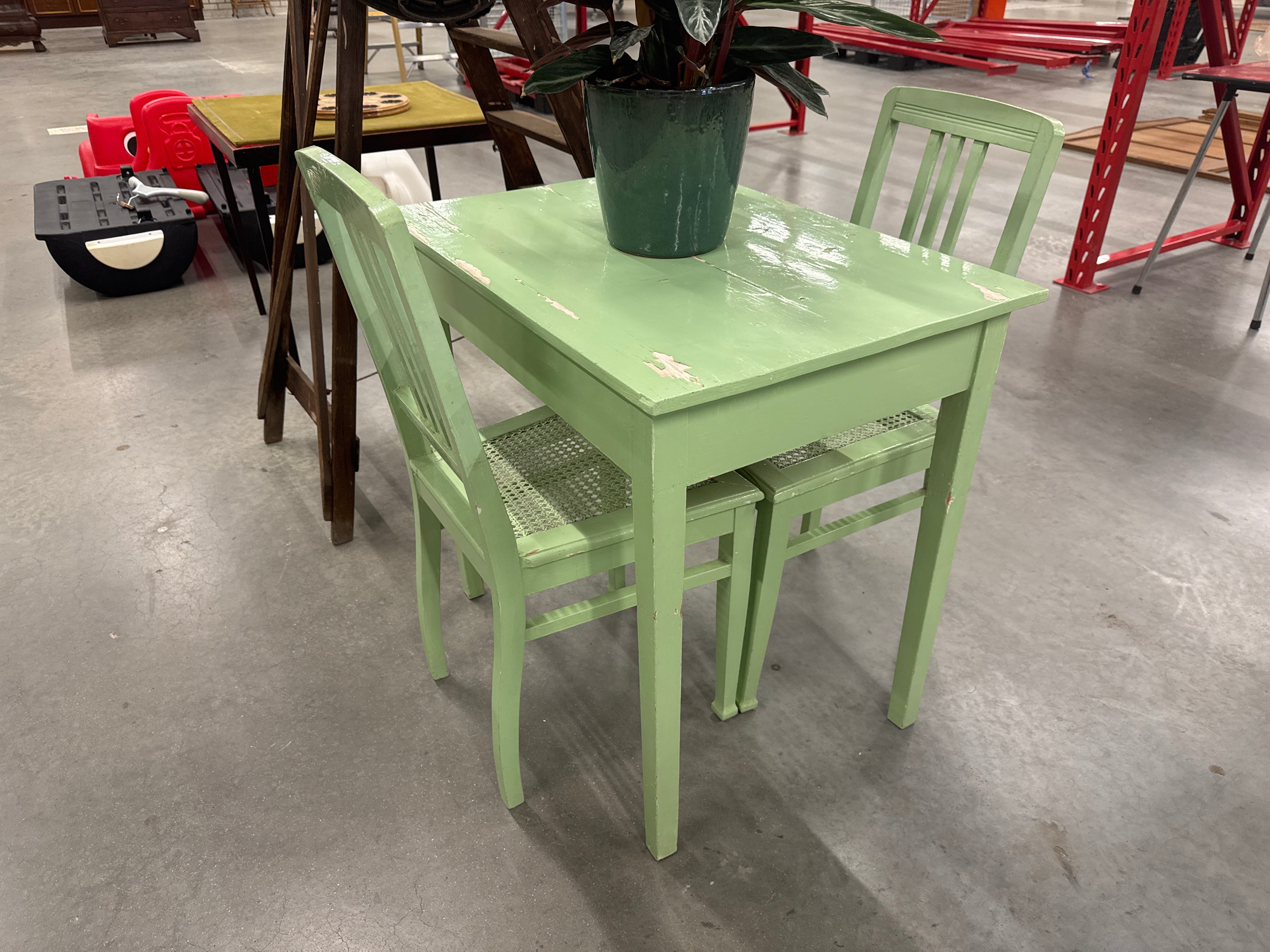 Retro Tafel + Stoeltjes - Mintgroen