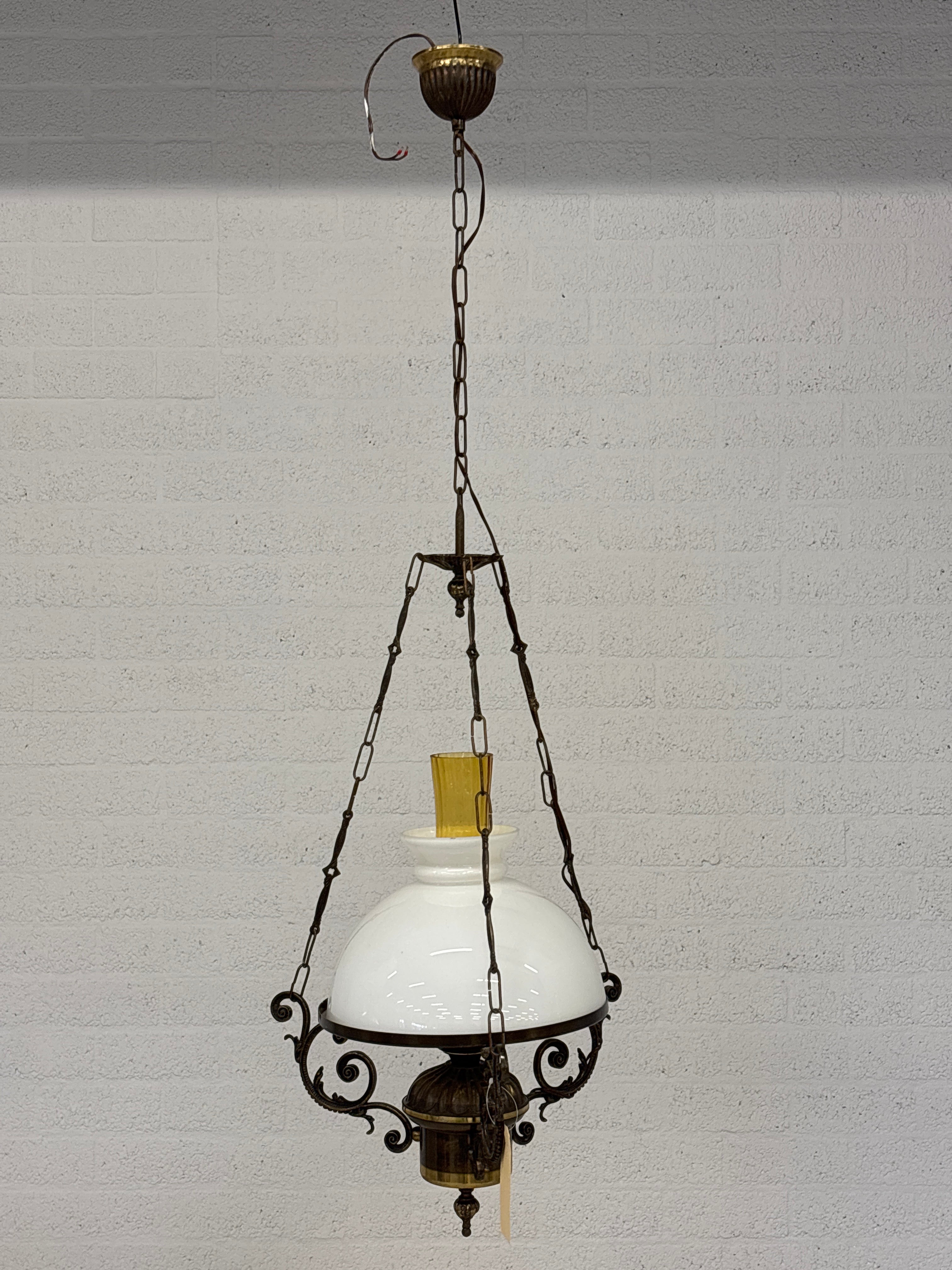 Hanglamp metaal wit glas
