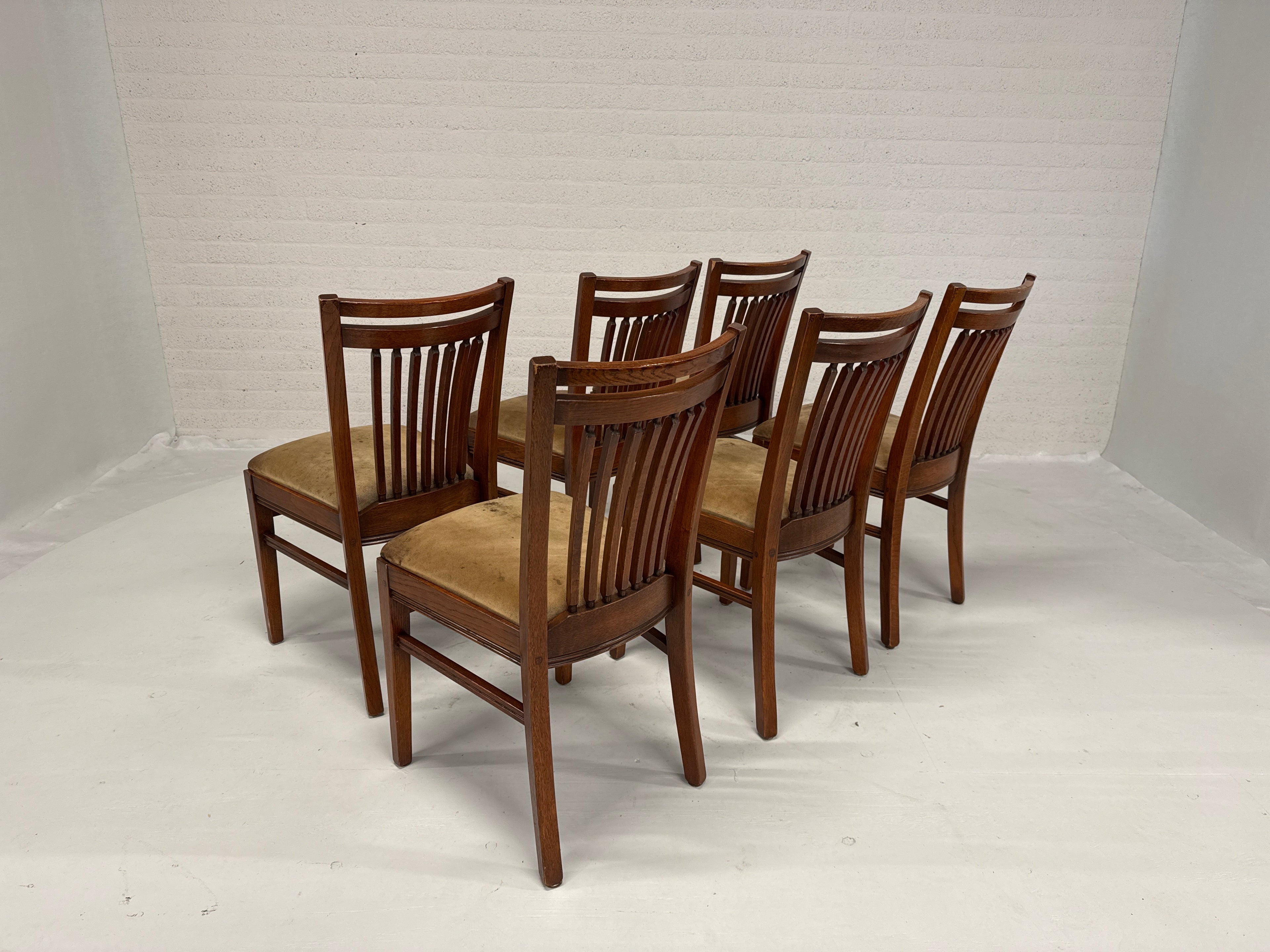 Set 6 kwaliteit Bannink eetkamer stoelen met leer