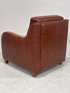 Leren Lounge Fauteuil – Cognacbruin, met donkere bies