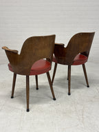 Setje van 2 stoelen met rode zitting