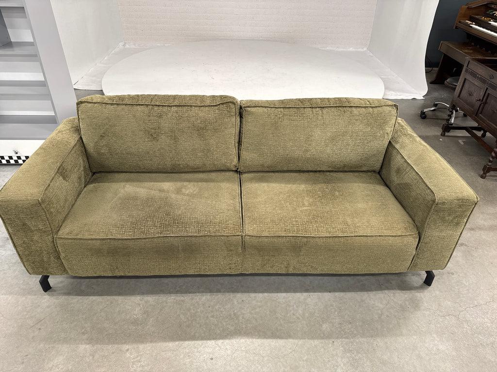 Bank 2,5 zits olijf met stalen poten