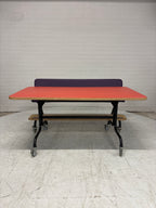 Stoere set 2 kinderbanken, tafel op wielen