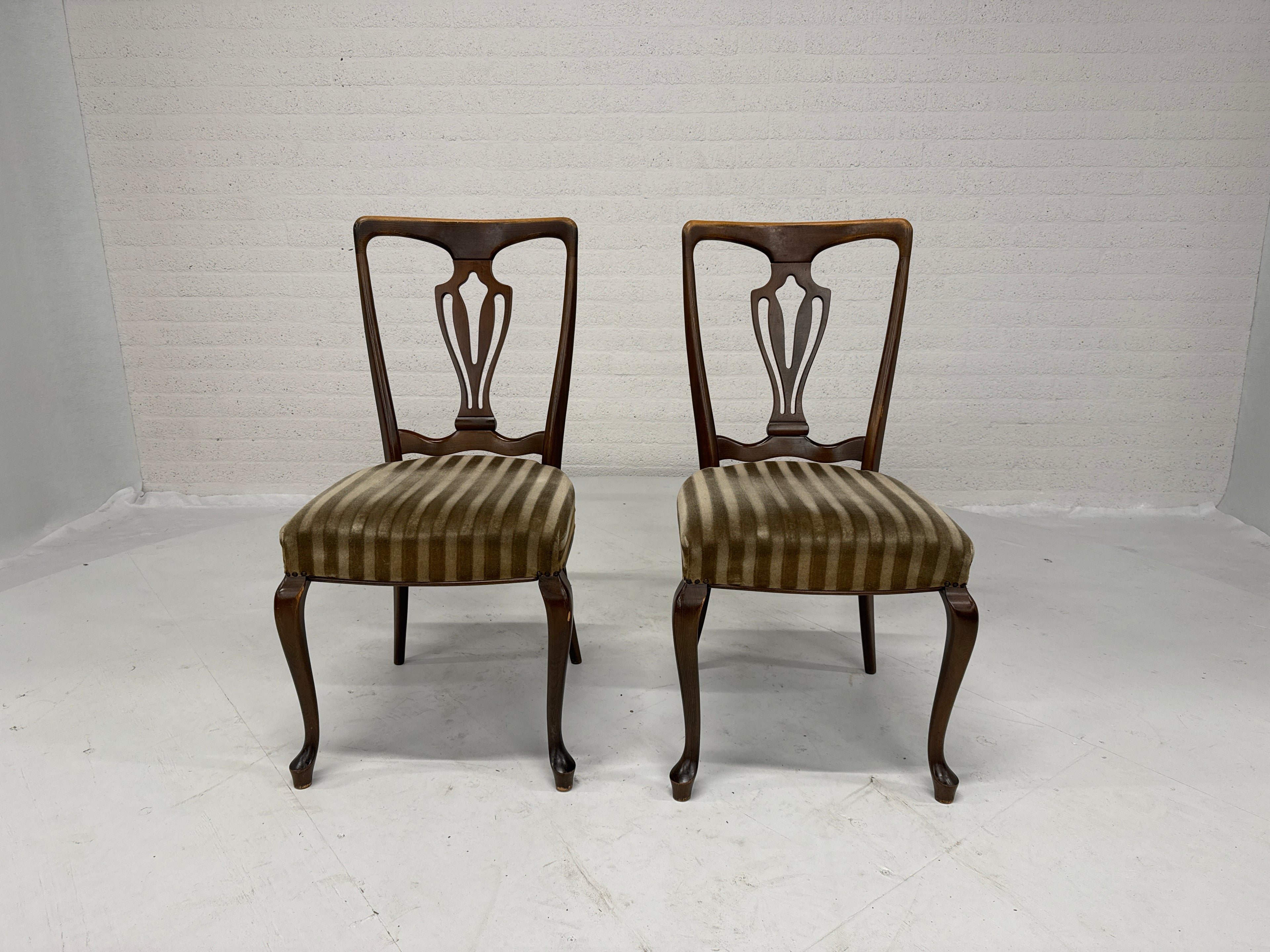 Klassieke stoelen groen velours set 2