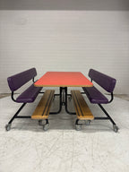 Stoere set 2 kinderbanken, tafel op wielen