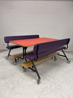 Stoere set 2 kinderbanken, tafel op wielen
